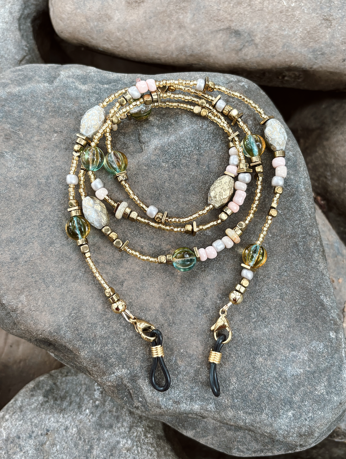 Hand made beaded eyewear accessories, eyeglasses holder chain