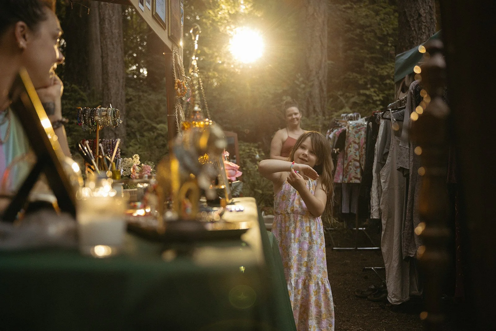 Having the pleasure of watching faces light up when an adornment finds its way home. Whether someone is finding a treasure for themselves or a gift for a loved one. It's a heart melting moment. We can set up for single or multiple day events in suppo