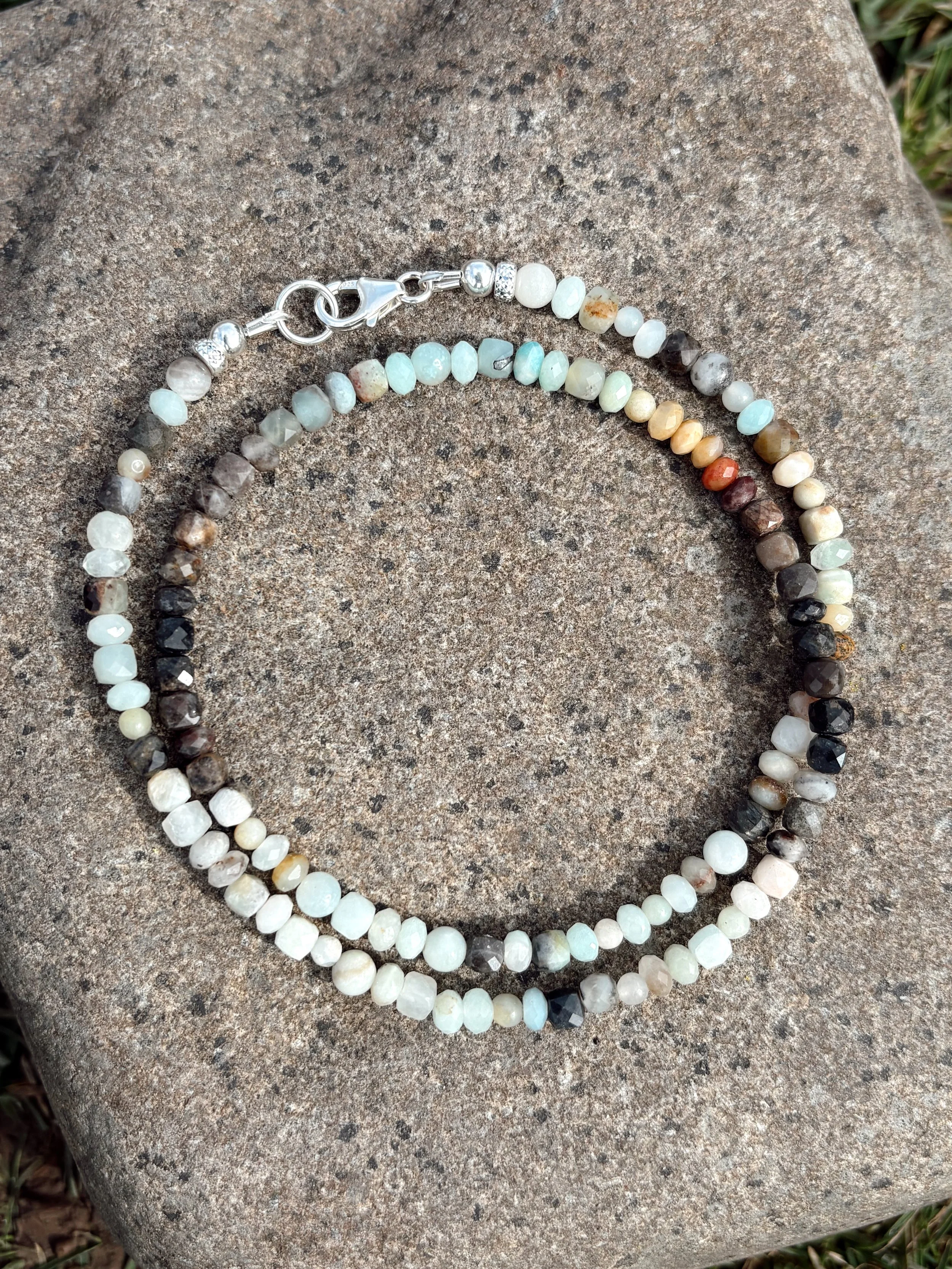 Amazonite 3-4mm beads with sterling silver findings