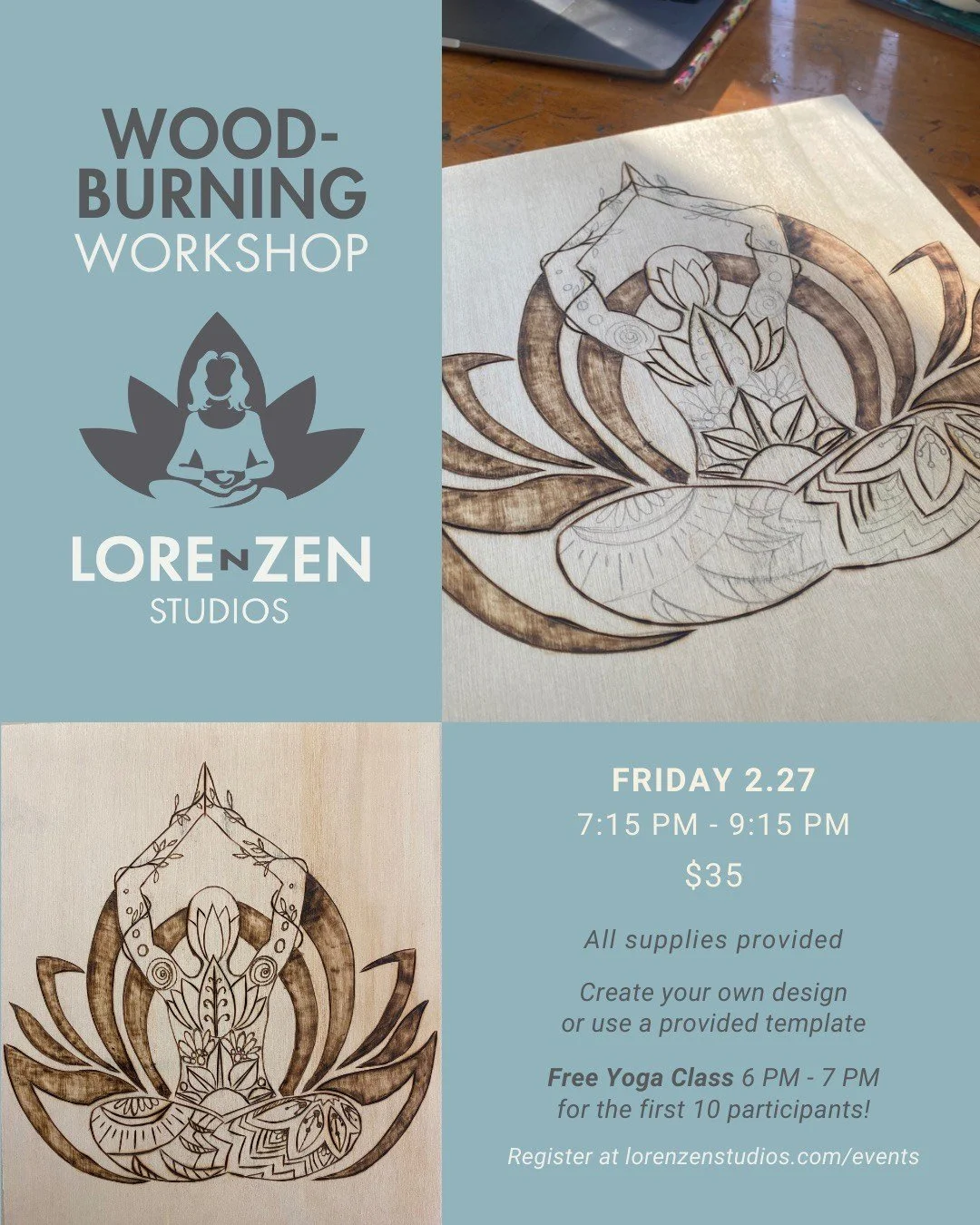 Yoga wood-burning workshop