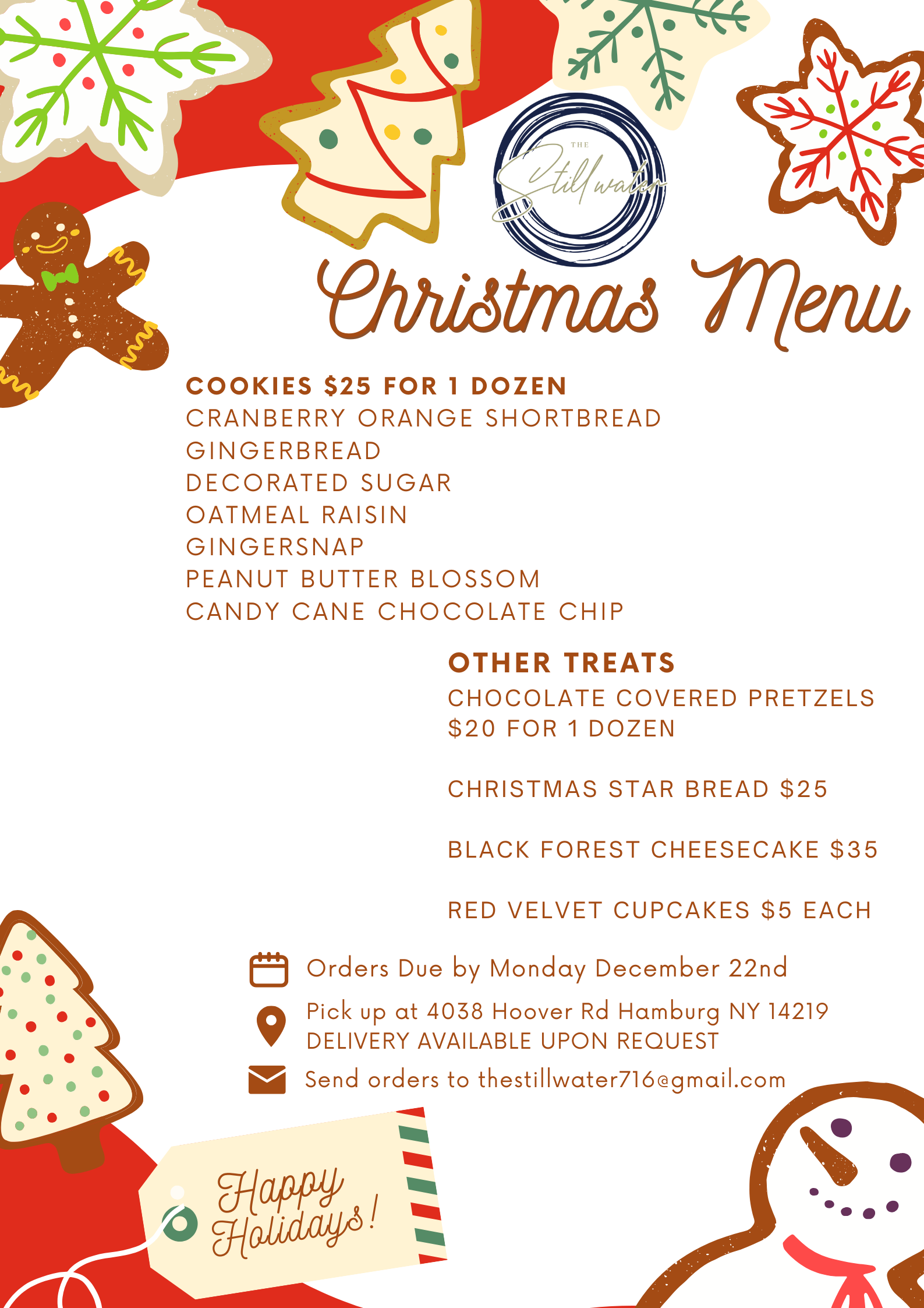 holiday baked goods menu