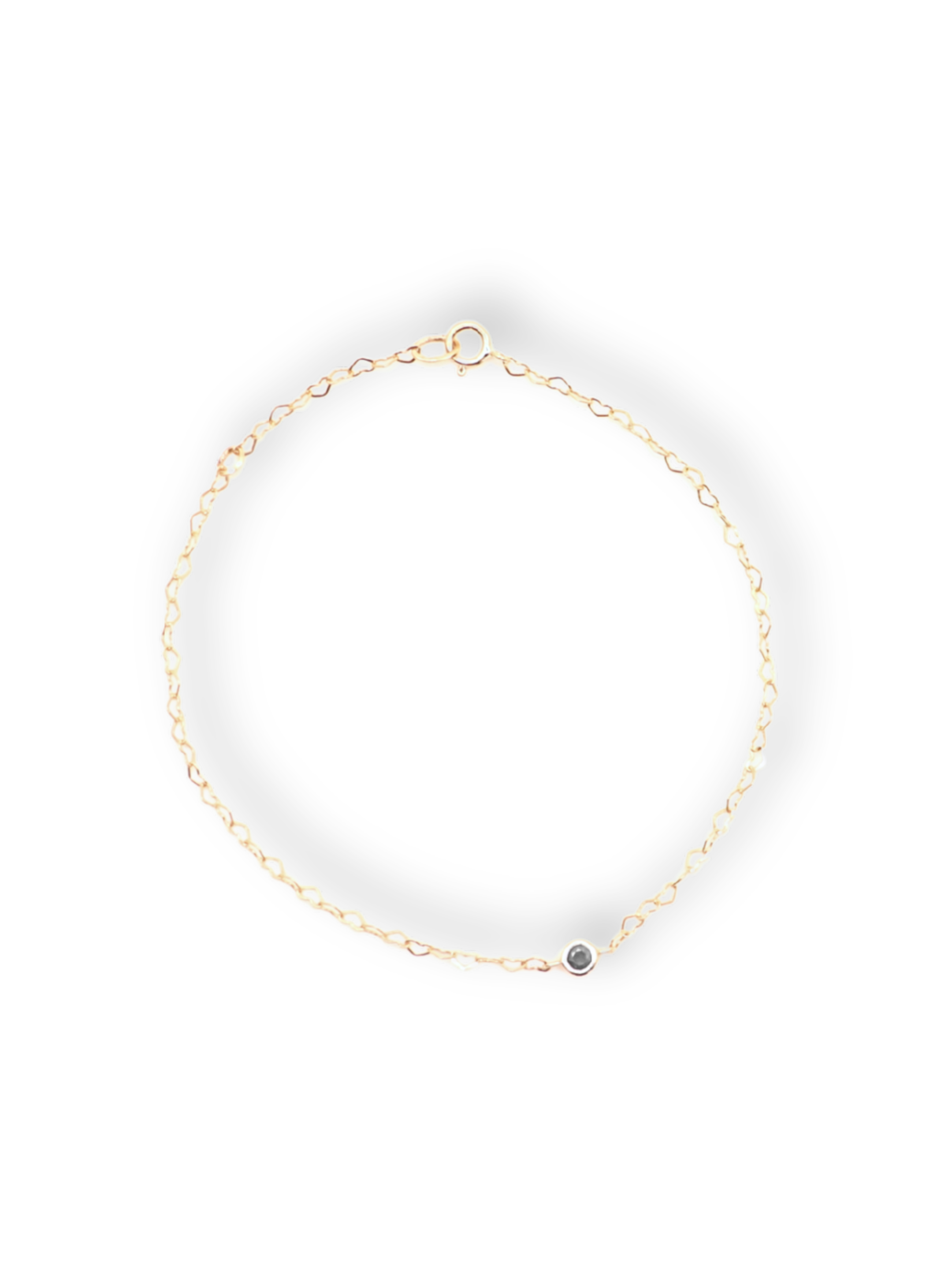 14K Yellow Gold Heart Chain Bracelet with Bezel-set Sapphire