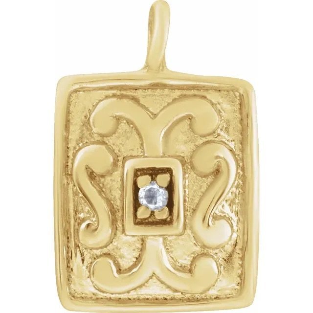 14K Gold Diamond Rococo Charm