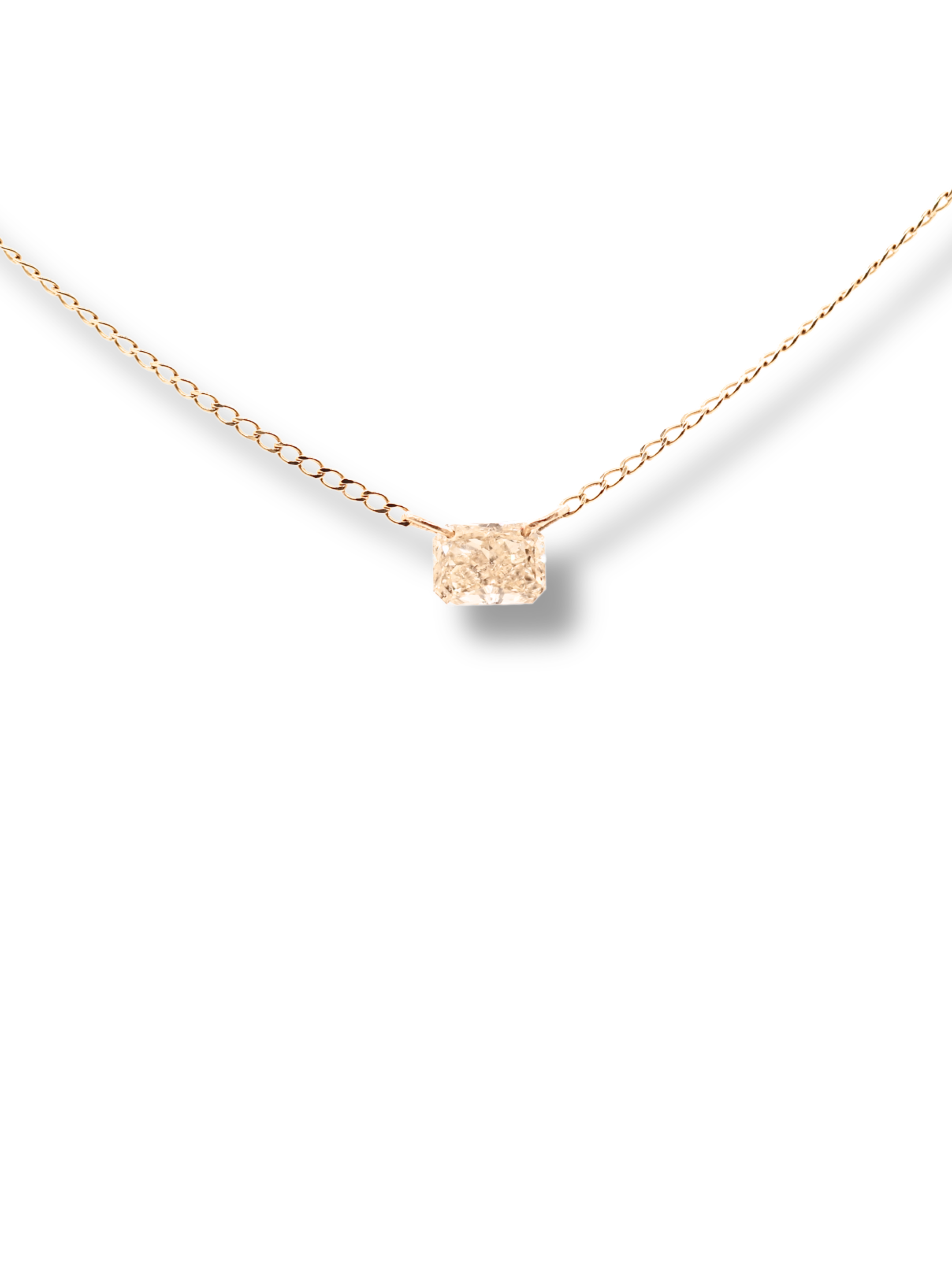 Fancy Yellow Radiant Cut Floating Diamond Choker Necklace