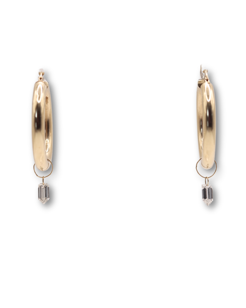 1.06ctw Bullet Cut Floating Diamond Earring Charms