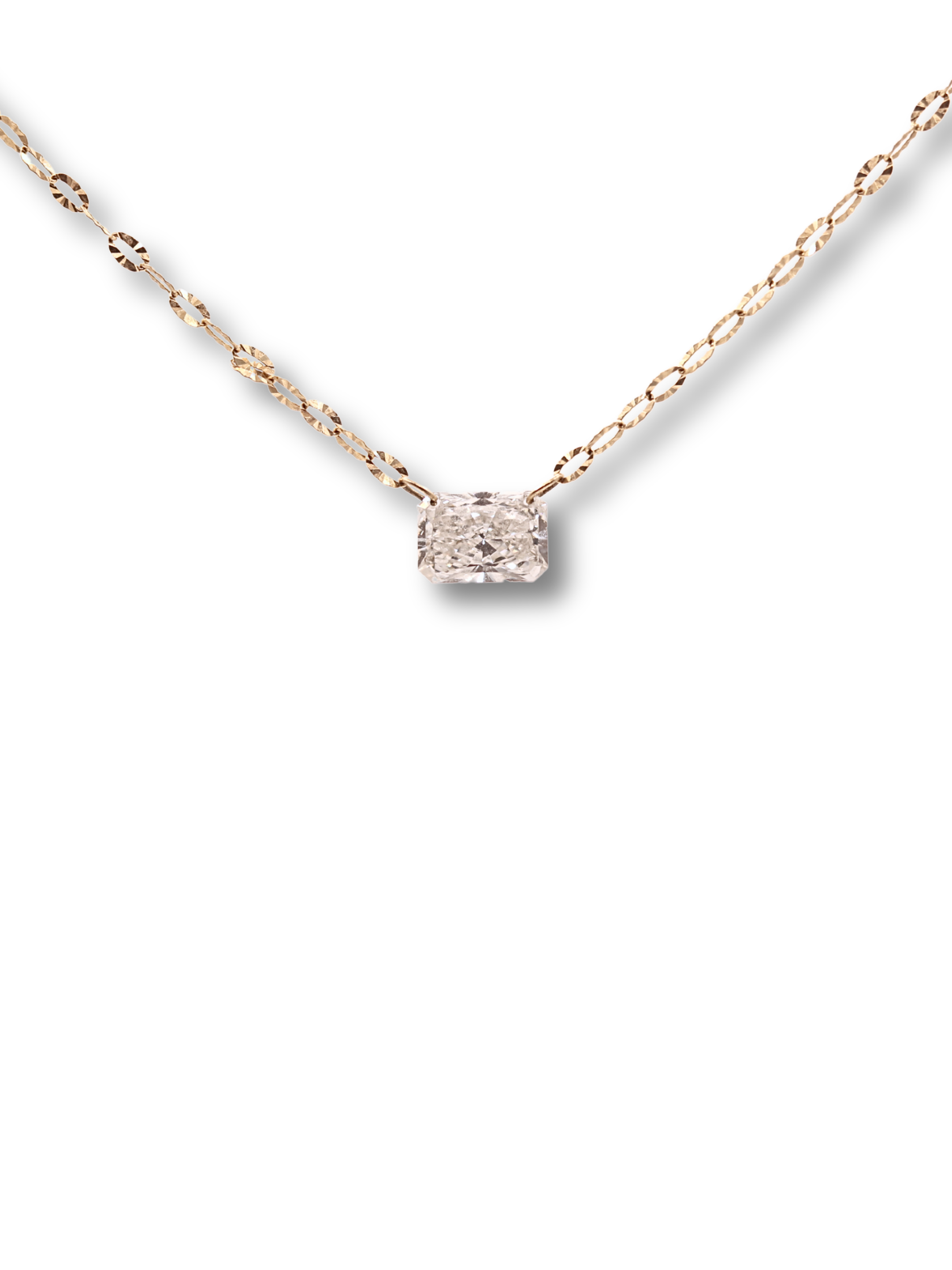 Radiant Cut Floating Diamond Necklace