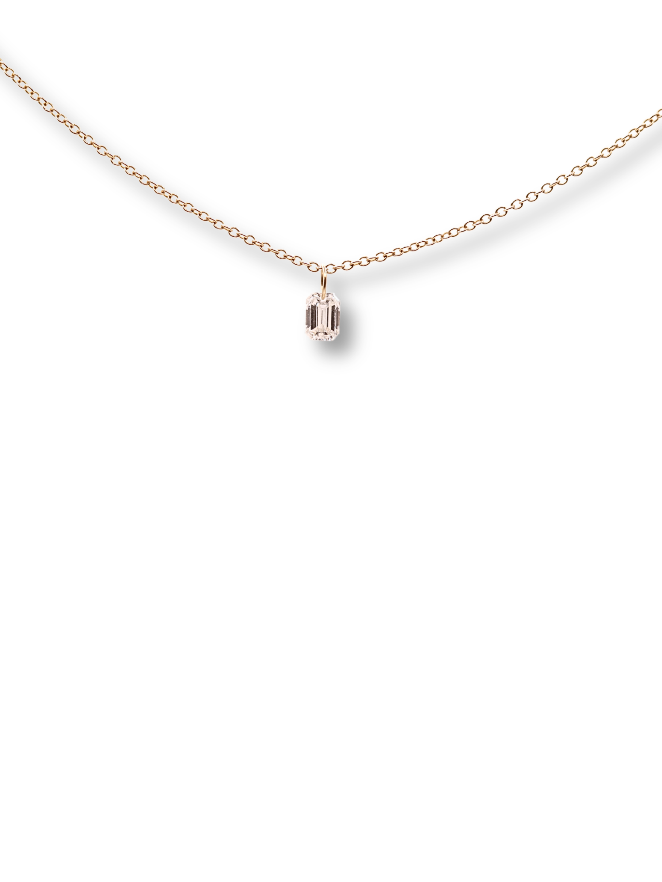 Emerald Cut Floating Diamond Charm