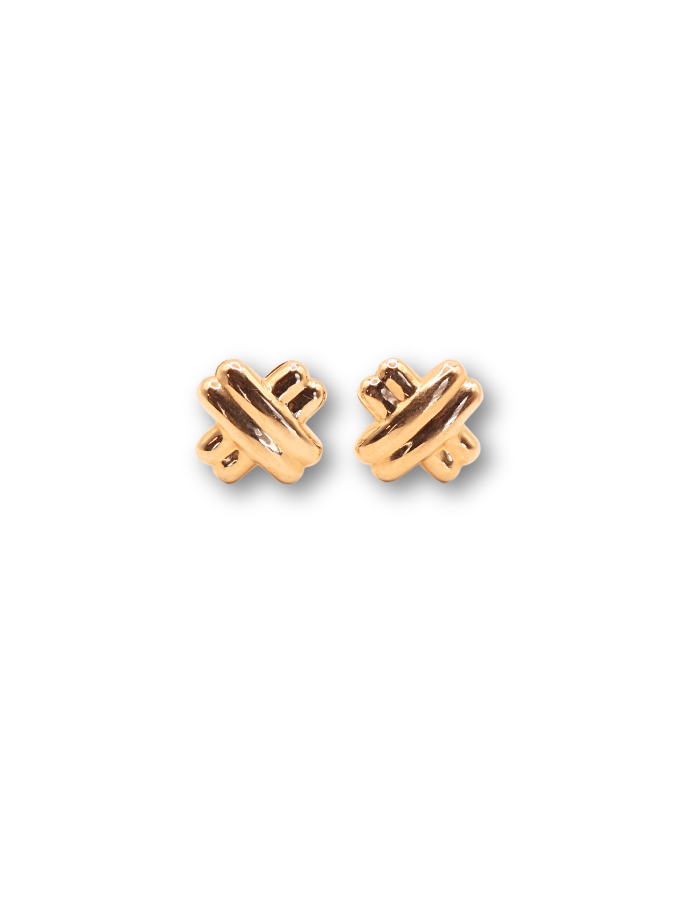 Vintage 14K Gold Sculptural “X-Knot” Earrings