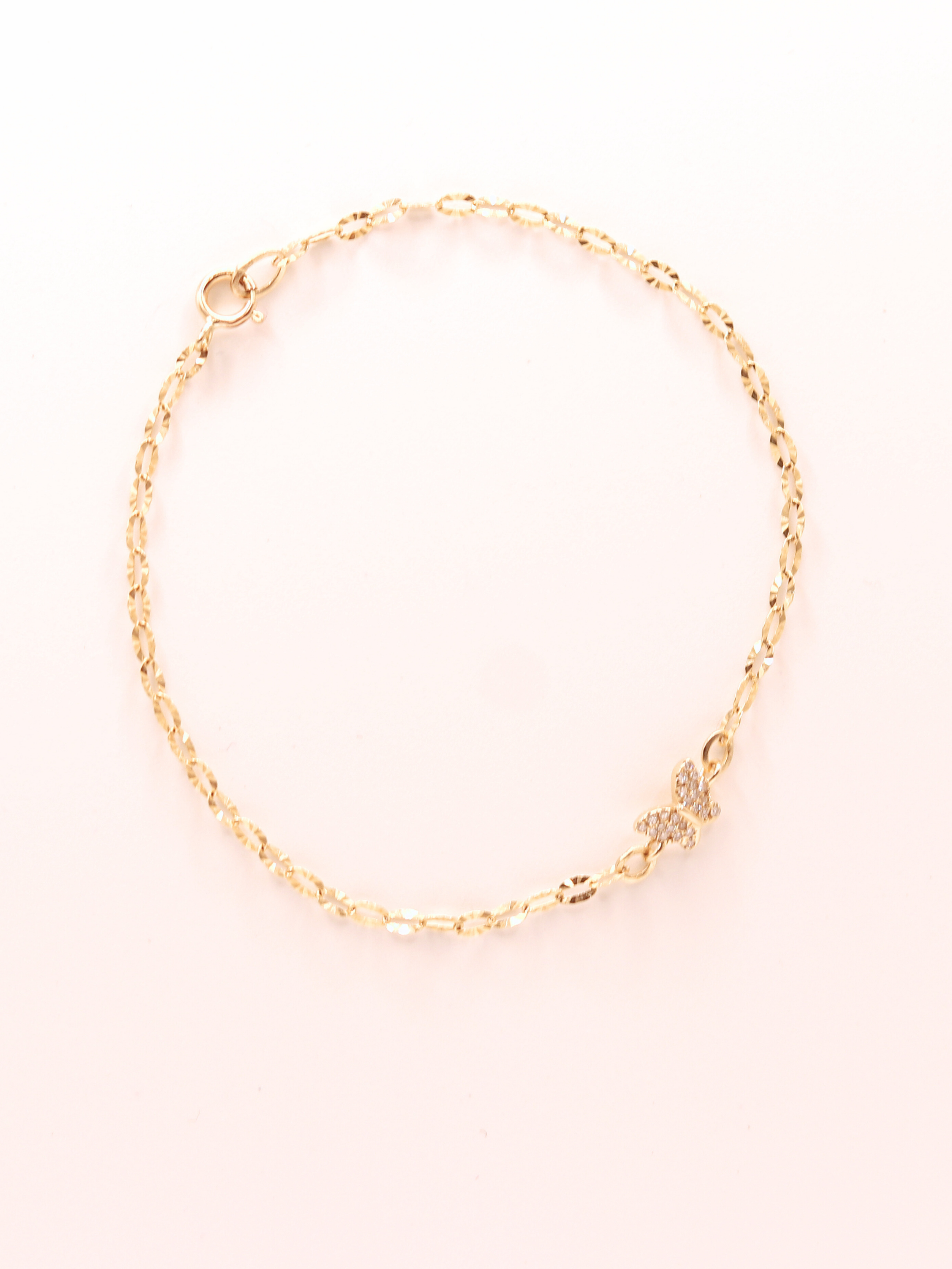14K Yellow Gold Diamond Butterfly Bracelet - 6