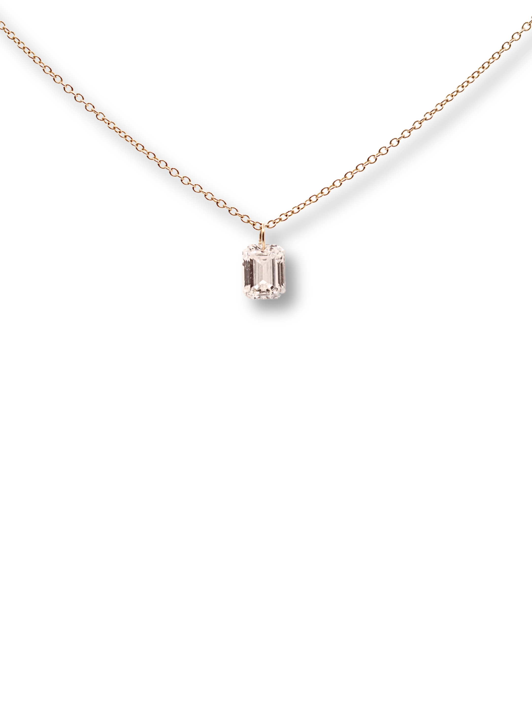 Emerald Cut Floating Diamond Charm