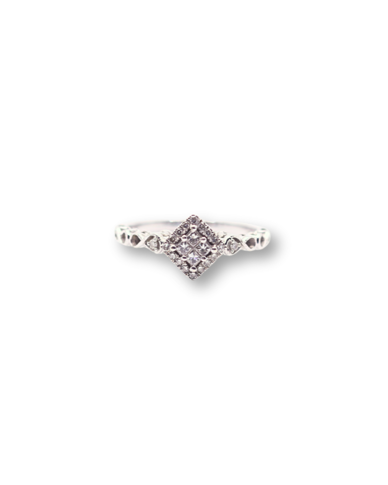white gold diamond dress ring Diamond Vintage Ring 14K White Gold .25CT – Romans Jewelry main image 1