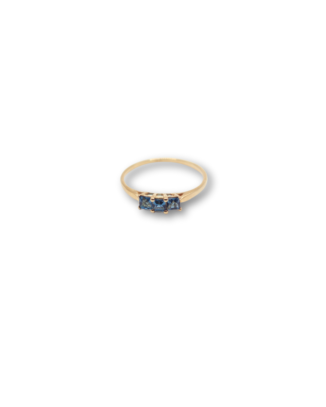 Triple London Blue Topaz Ring in 10k Yellow Gold - Size 9