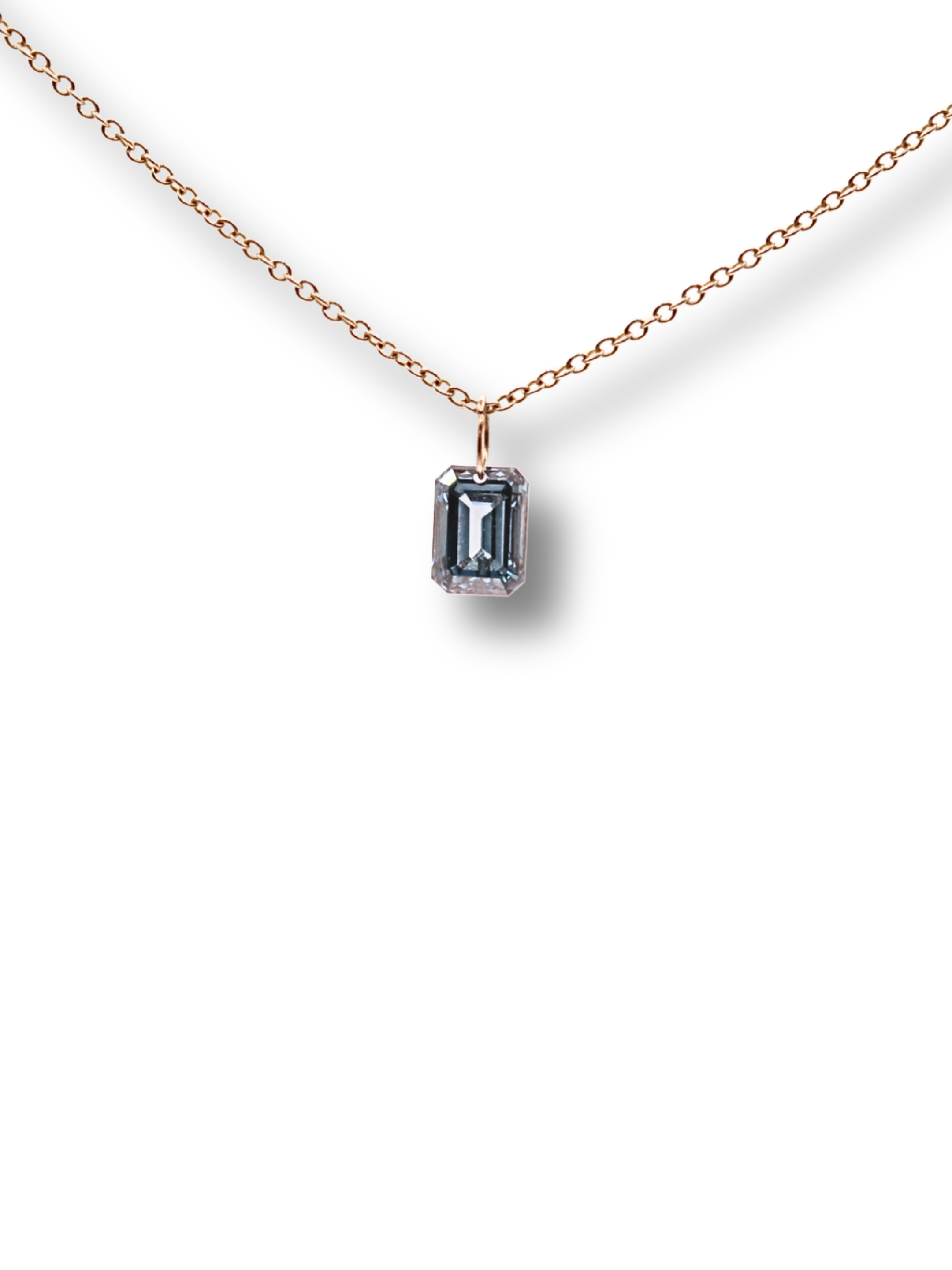 0.98ct Fancy Blue Emerald Cut Floating Diamond Charm