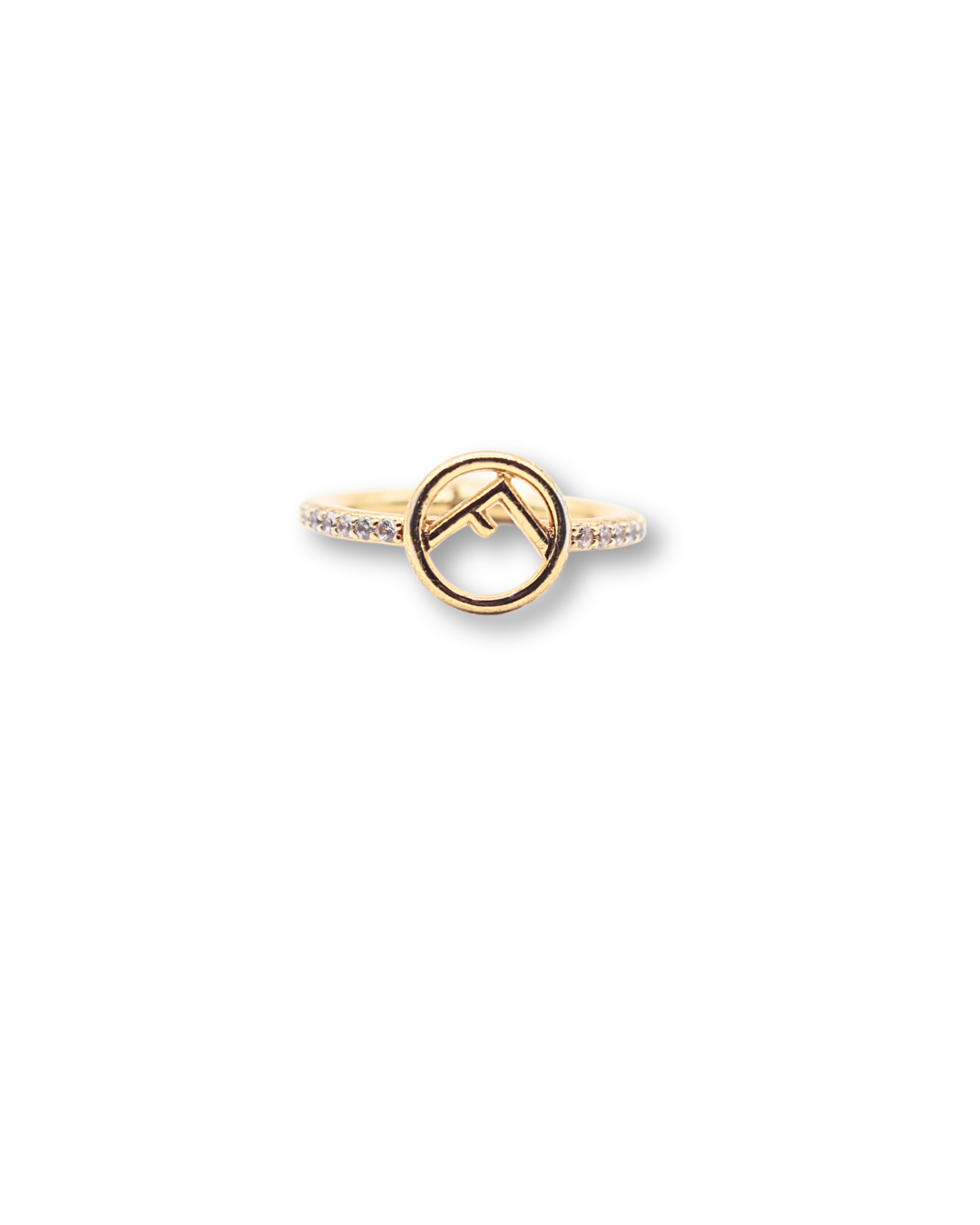 Pre-loved Fendi Gold and Crystal Ring - Size 7.5