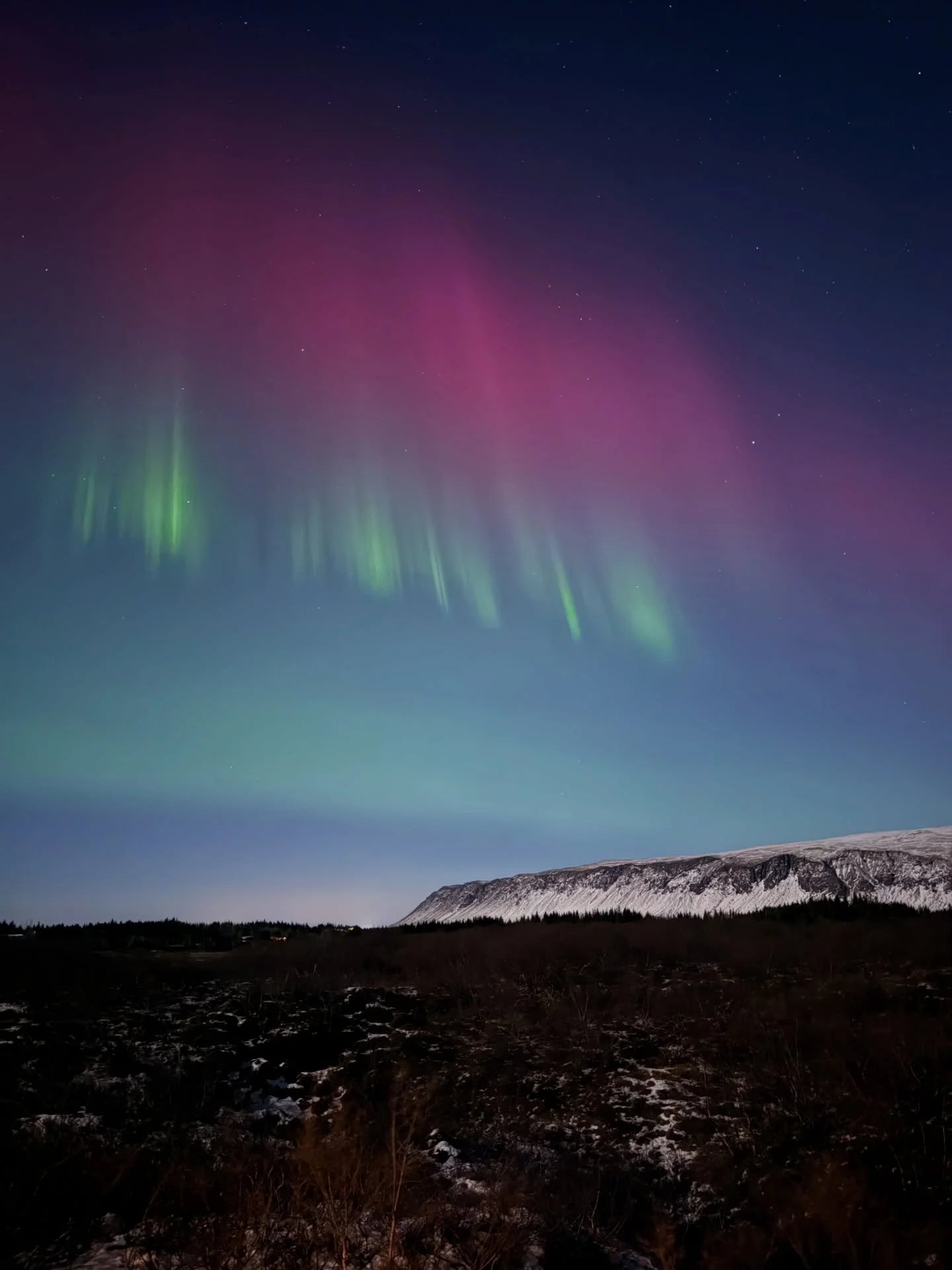 Northern lights captured on my iPhone ✨
Unedited using Night Mode - 10 second exposure.
The trick is to hold still, lean against something.
Try it next time you see the northern lights 📸