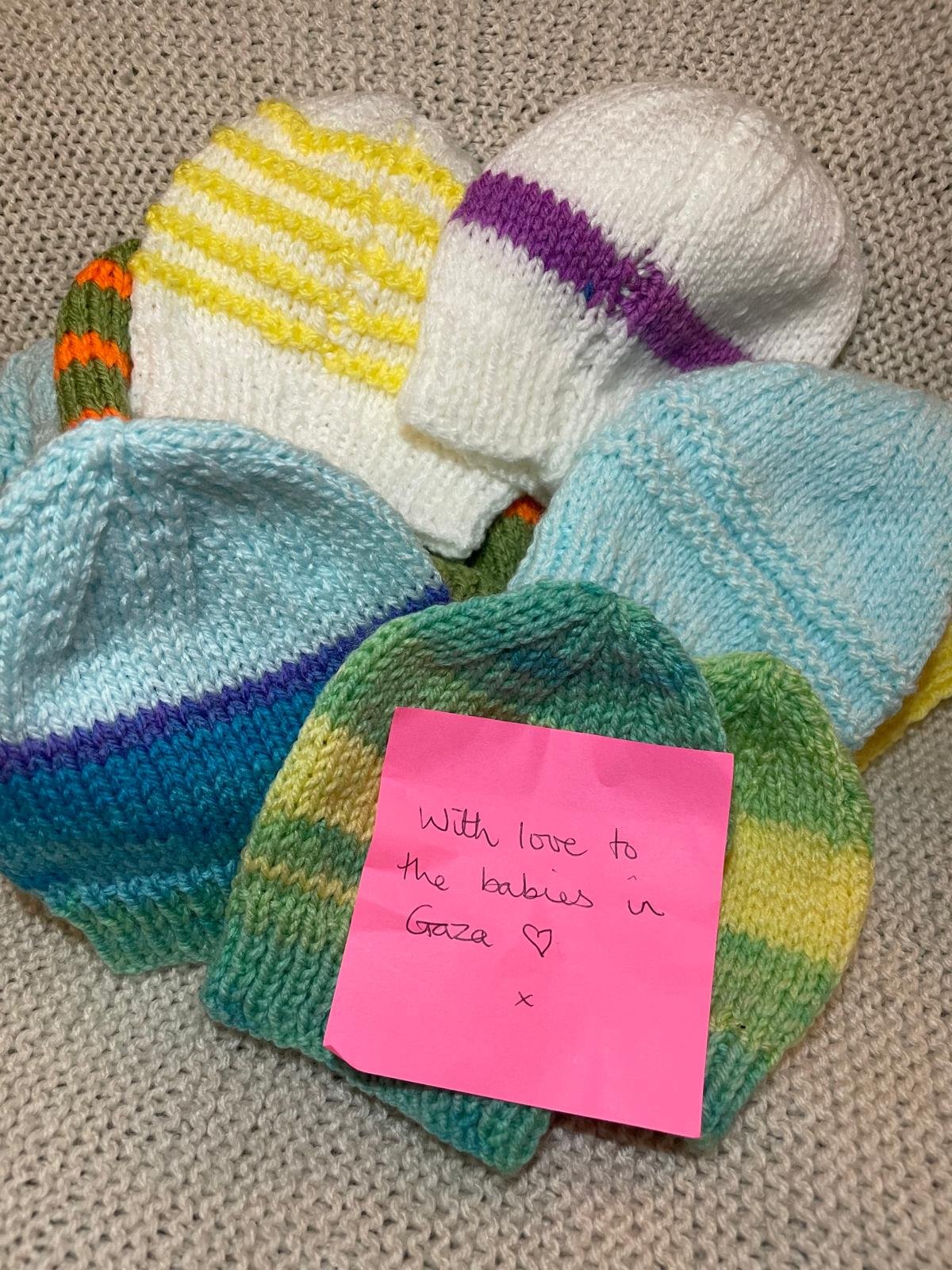 Hats with love to the babies in Gaza