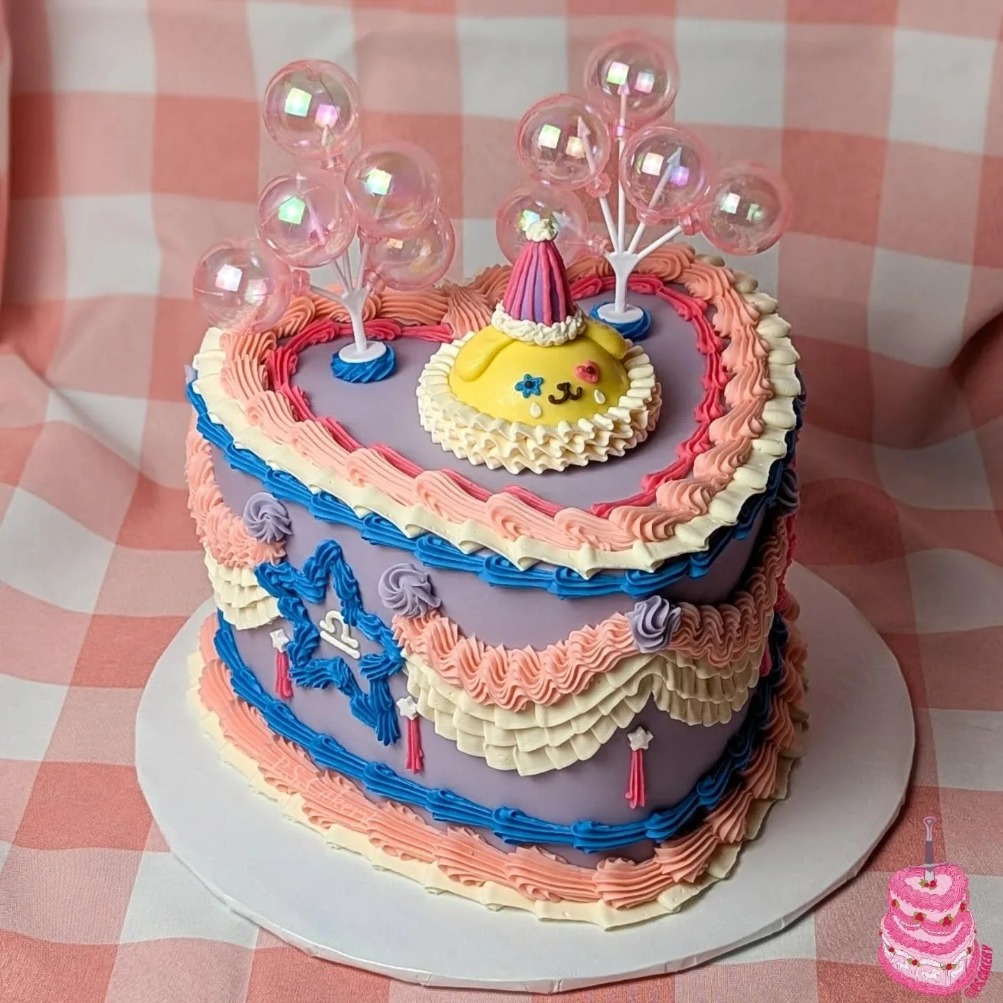 Pompompurin Clown Libra cake 💛⚖️💜🎪💕

This is one of my favorite cakes I've made lately!!! I was just really happy with how it all came out hehe. Swipe to the end of my favorite famous Pompom finishing touch ✖️ (yes I know it makes no sense but I 