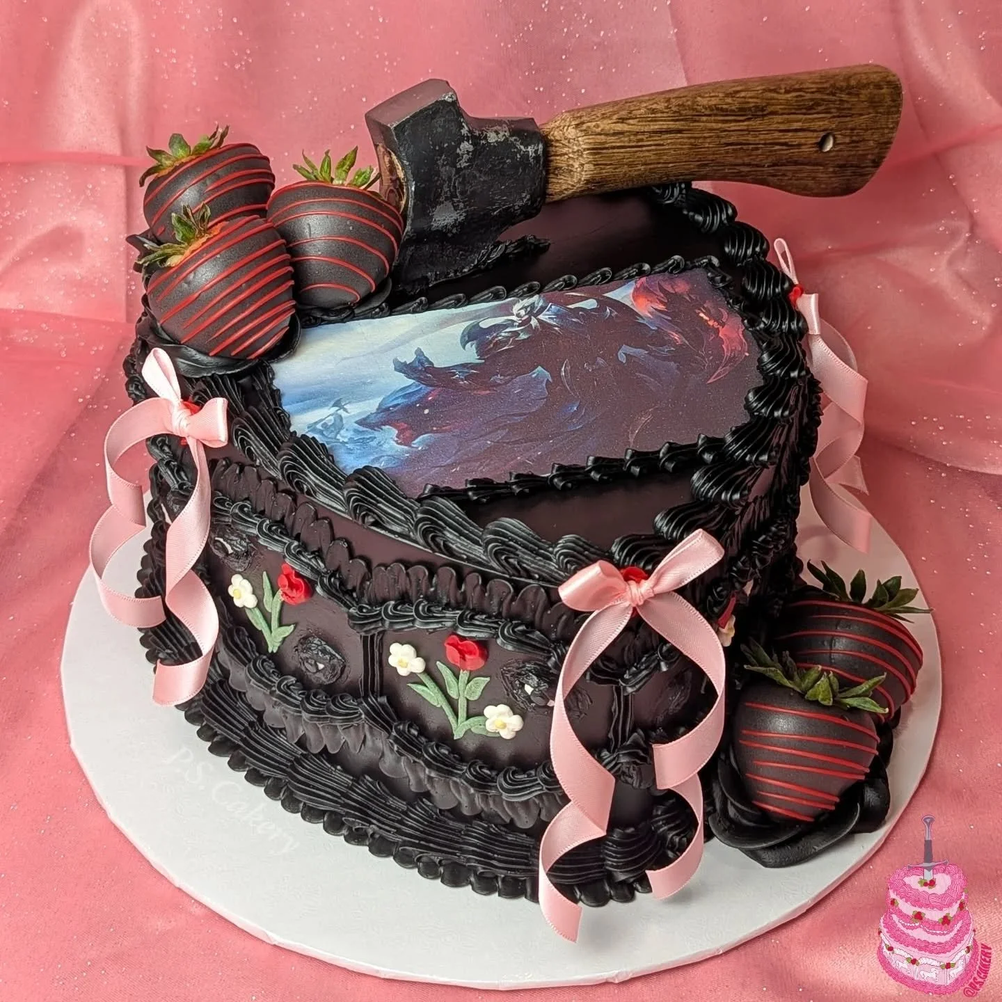 As promised here's another amazingly fun husbando cake I got to make recently, this time ft. Darius from League of Legends!! 🪓🎀

Everything about this cake was a dream for me to make, I also posted a what was asked for reel if you wanna see the bri