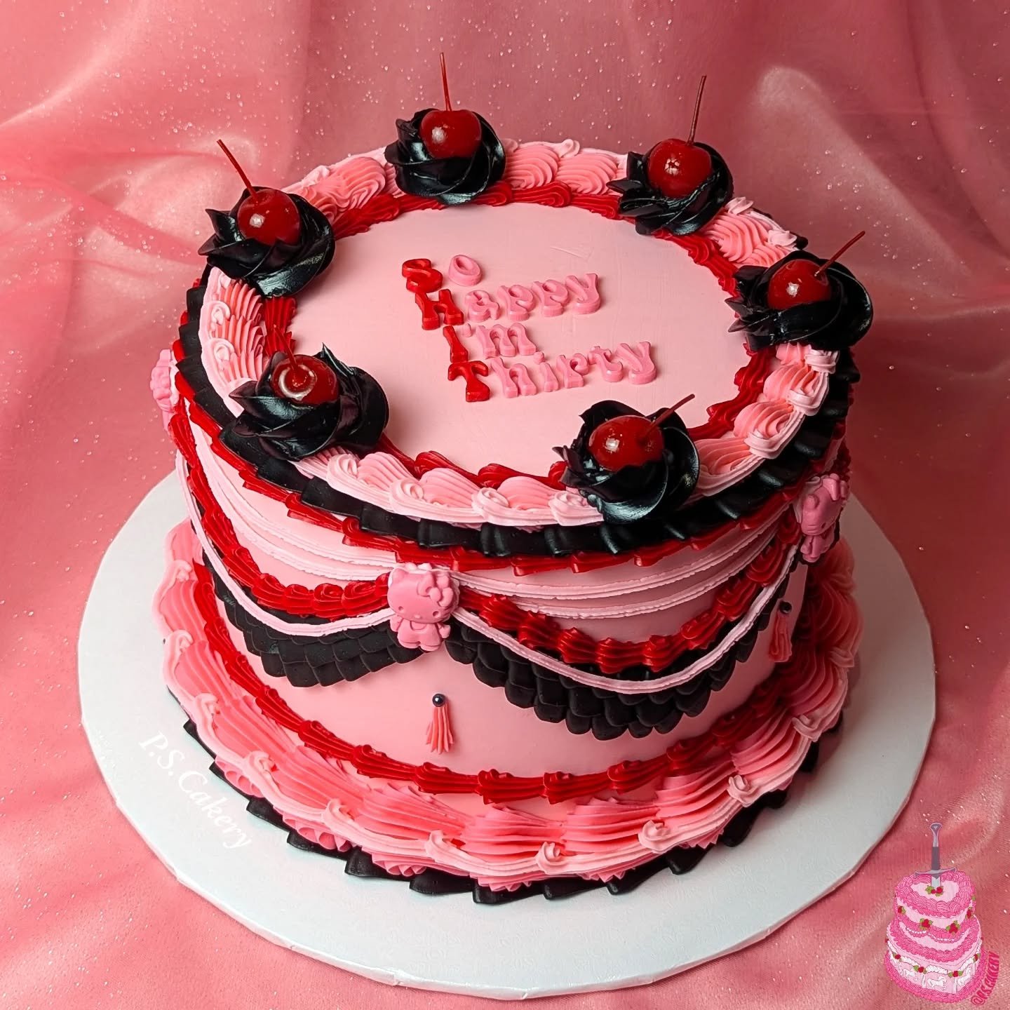 🩷🍒🖤𝗦o 𝗛appy 𝗜'm 𝗧hirty🖤🍒🩷

Still taking custom cake orders for 𝗔𝗽𝗿𝗶𝗹 17th-30th &amp; 𝗠𝗮𝘆 1st-31st. Link in bio to place an order ✨

♡

#vintagecake #lambethcake #bespokecake #customcake #daggercake