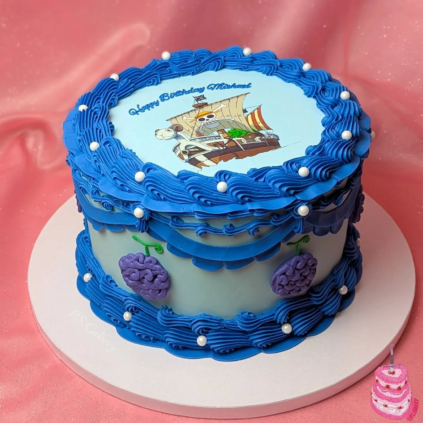Fun One Piece themed cake I made for my friend Michael recently 💙💜🩵

I'm out of town for the remainder of the week! So please be patient if you submit an order or message me, I'll get back to you this weekend! (This is a scheduled post! Not ignori