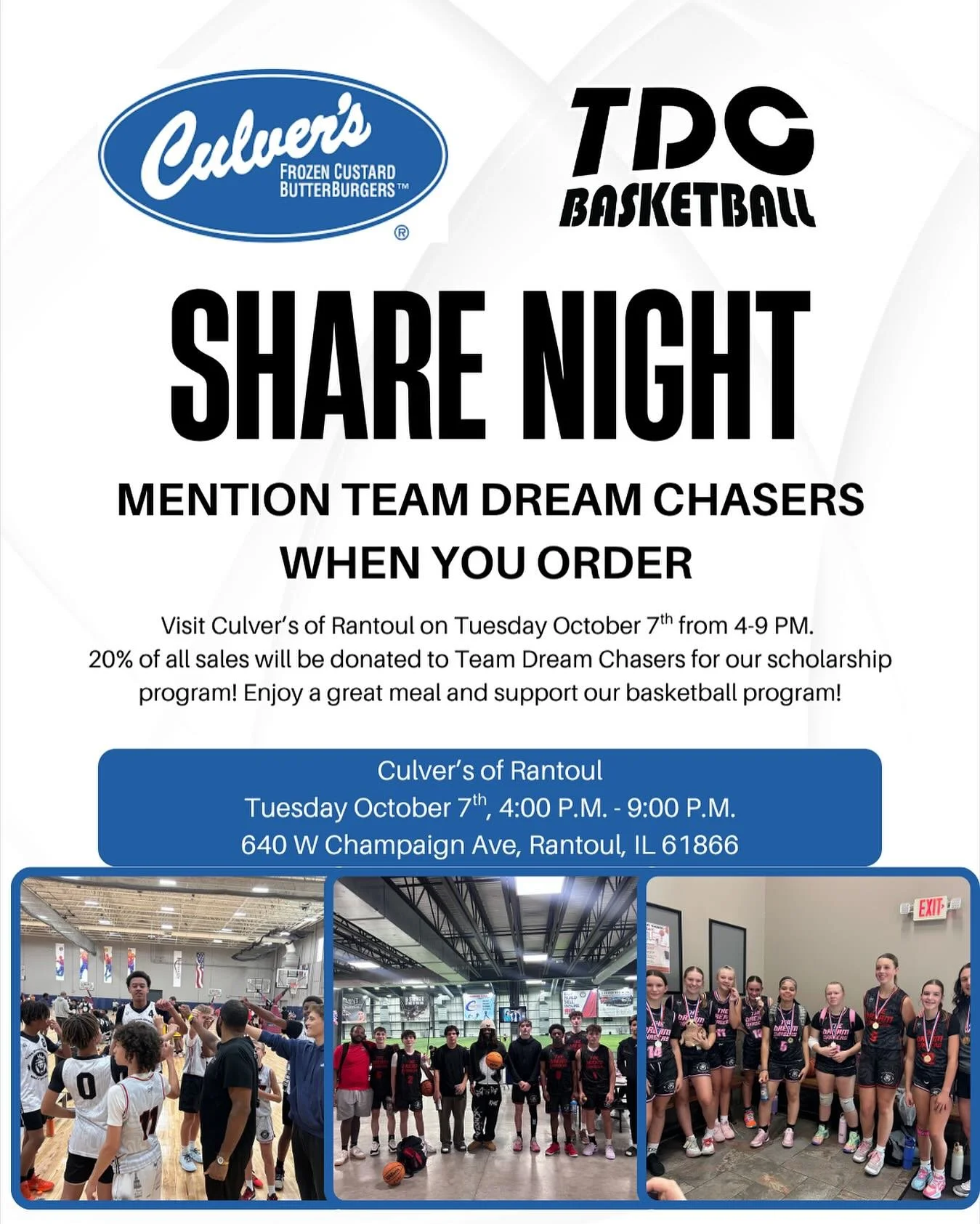 Today is the day! Mention Team Dream Chasers when you order today! Help us support our local athletes to give them a opportunity to get better ✅