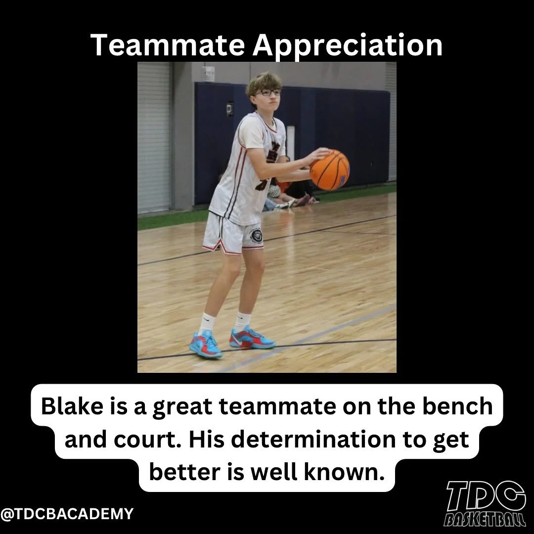 When we asked the team to give our compliments, this one stood out the most! Blake is always willing to learn more about the game and push himself to get better. We enjoy having him around! 

#teamdreamchasers #basketball #aau