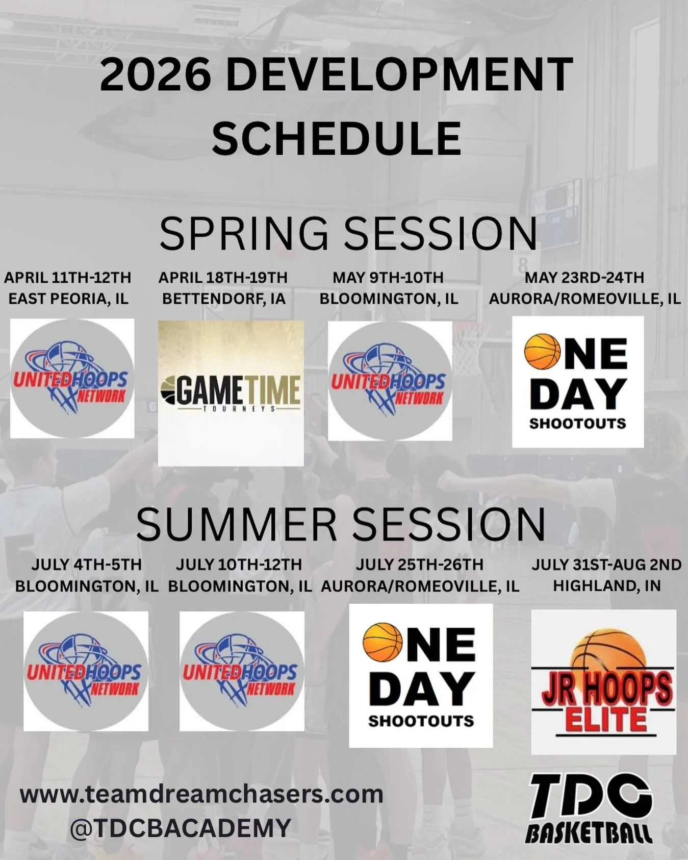 Our 2026 development team will have a more local schedule. We are keeping them close to home but still getting good work in! Excited to see the season coming soon! 👏🏾

#teamdreamchasers #aau #basketball