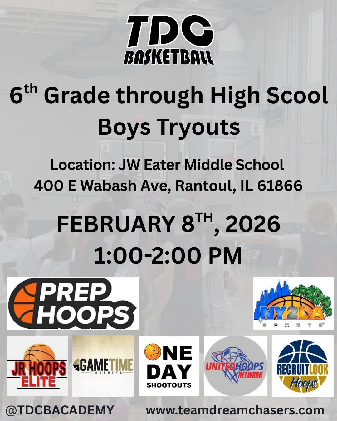 Tryouts will be here before you know it! Head over to our website to register. We also take walk ins but you must register before we let you on the court. See all of you soon, we are looking forward to another great year of TDC 🏀

#teamdreamchasers 