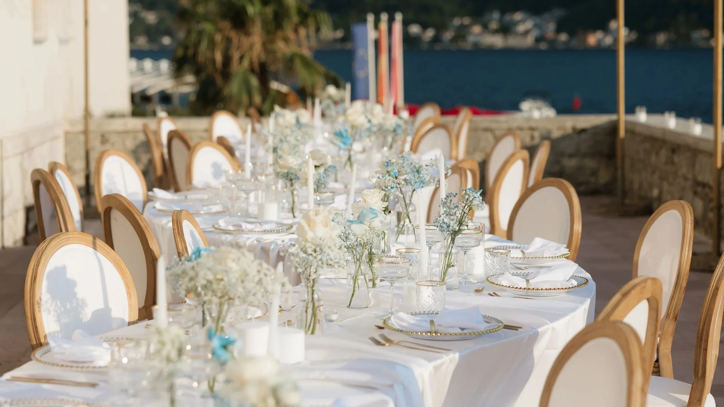 luxury setup at panoramic terrace in heritage grand perast hotel