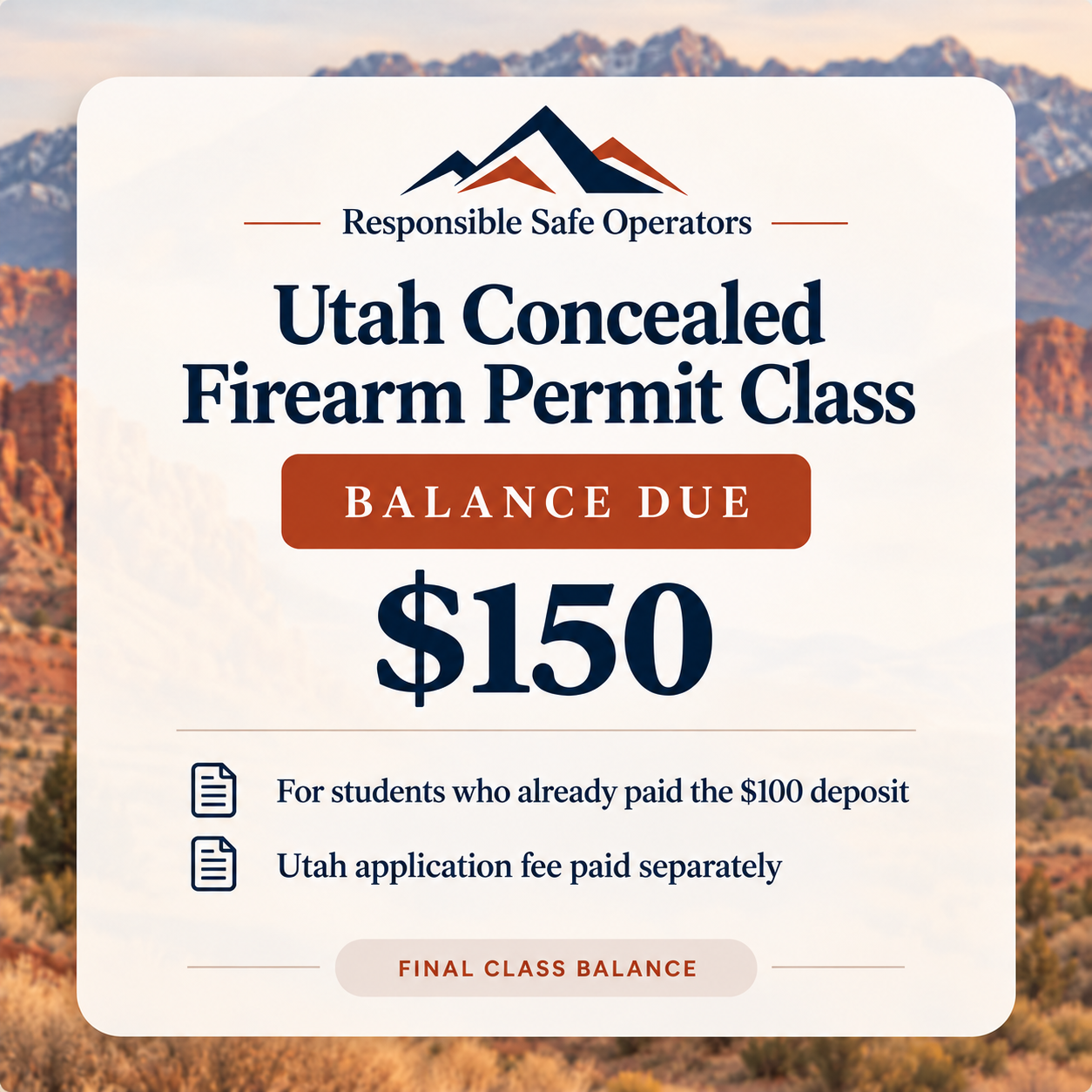 Utah Concealed Firearm Permit - Remaining Balance