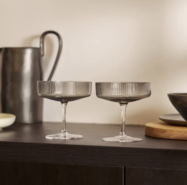  FERM LIVING Ripple straight-sided glass champagne saucers set of two