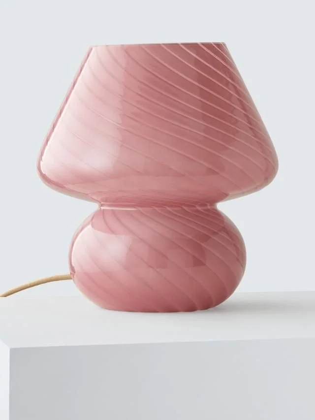 John Lewis Glass Mushroom Table Lamp, Plaster Pink.jpeg