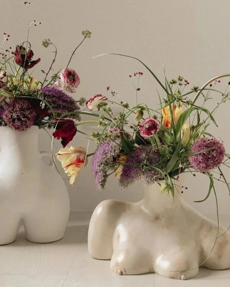 Display Cut Flowers in Cream Aesthetic Vase