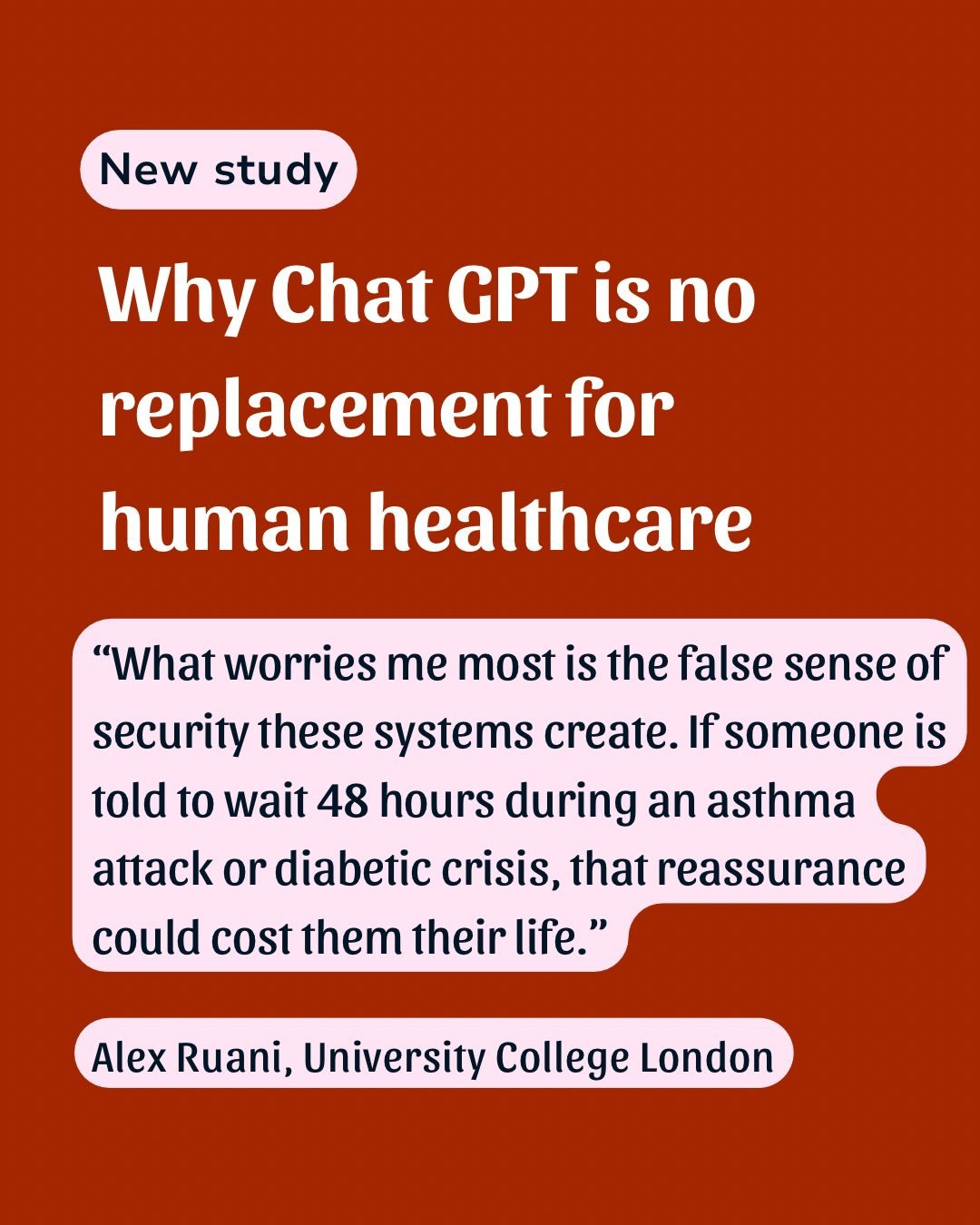 There was an excellent article in @guardianaustralia today about the alarming inaccuracy of the new ChatGPT Health. 

In a recent study trialling the service with health professional designed &ldquo;realistic health scenarios&rdquo;. 

Alarmingly, fo