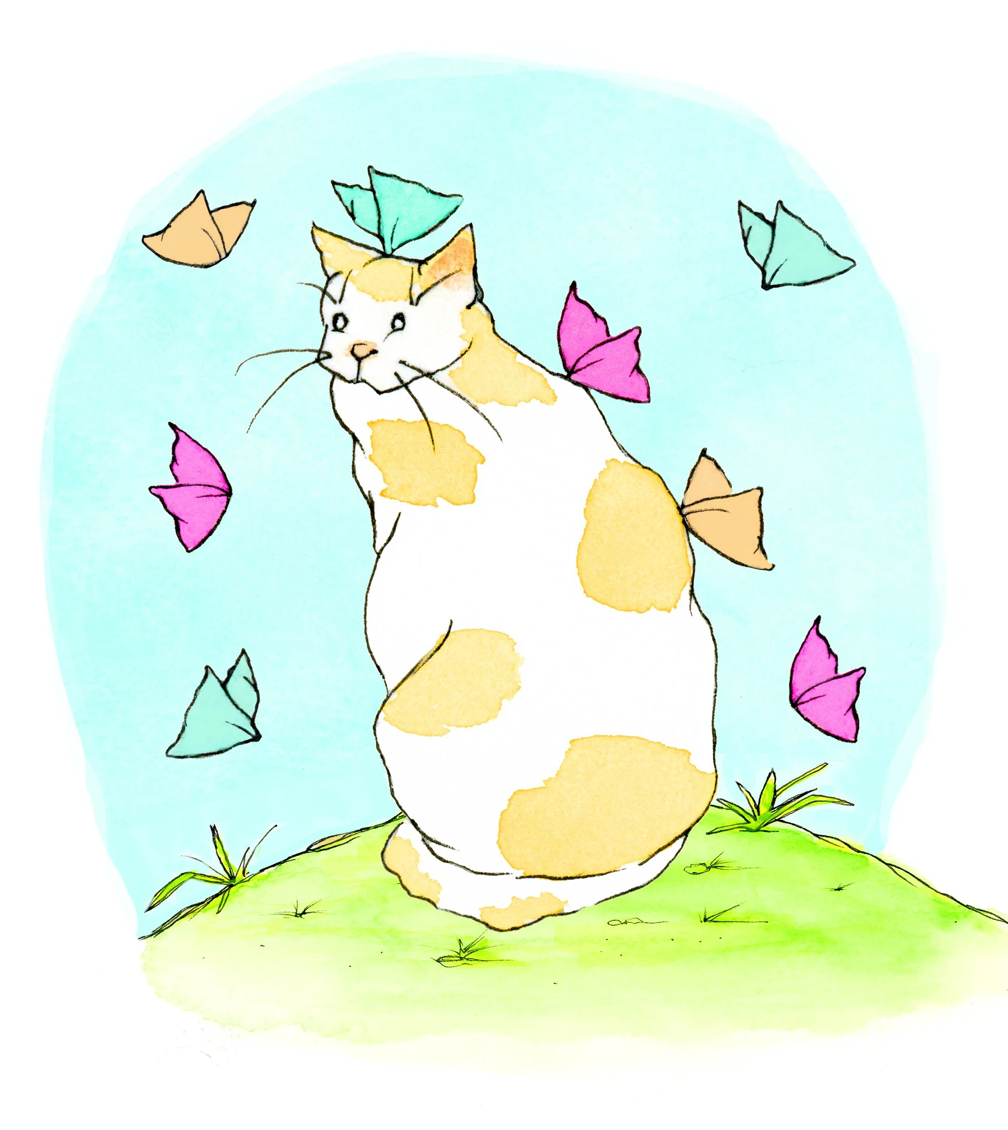 Cat and Butterflies