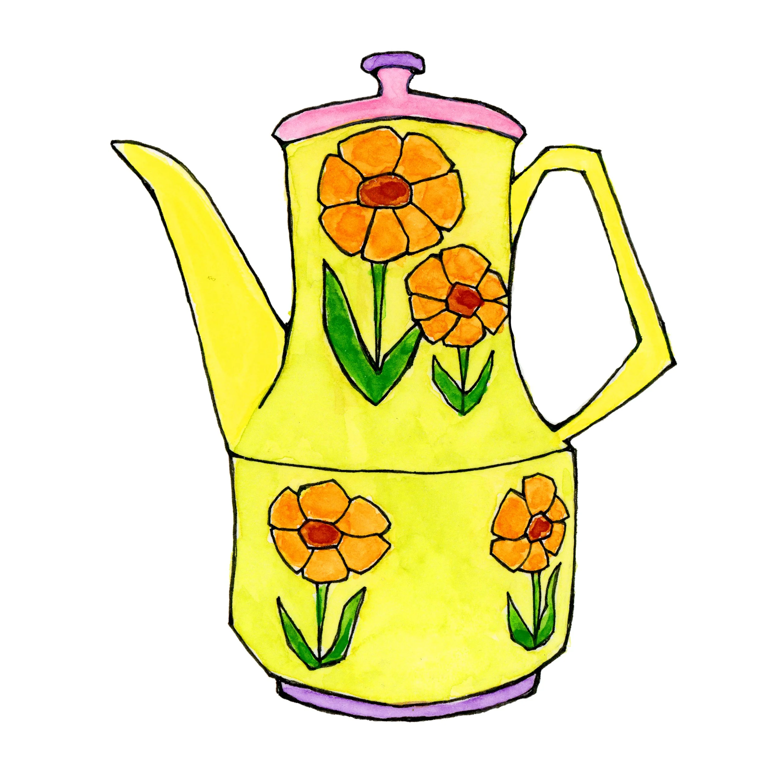CB004- coffee pot chartreuse 