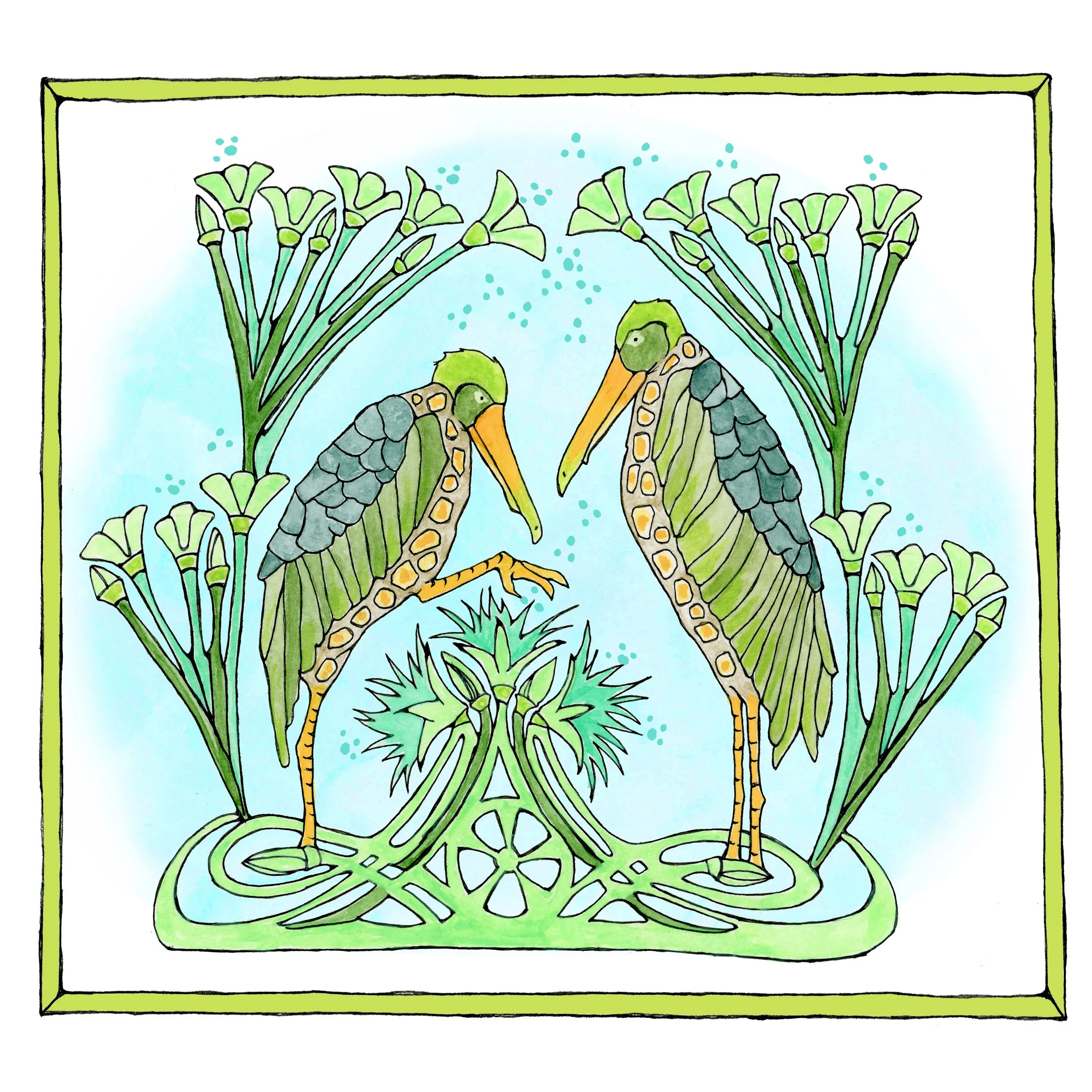 Surface Design - Cranes in the Pond