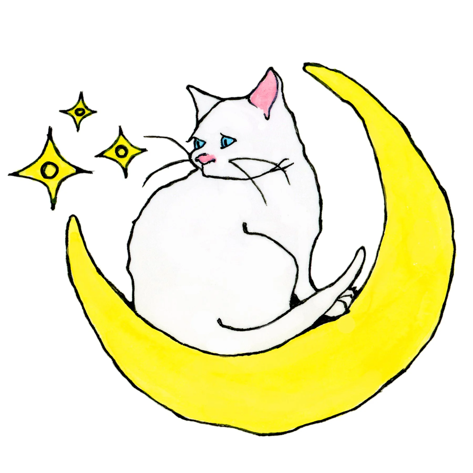 White Cat in the Moon 