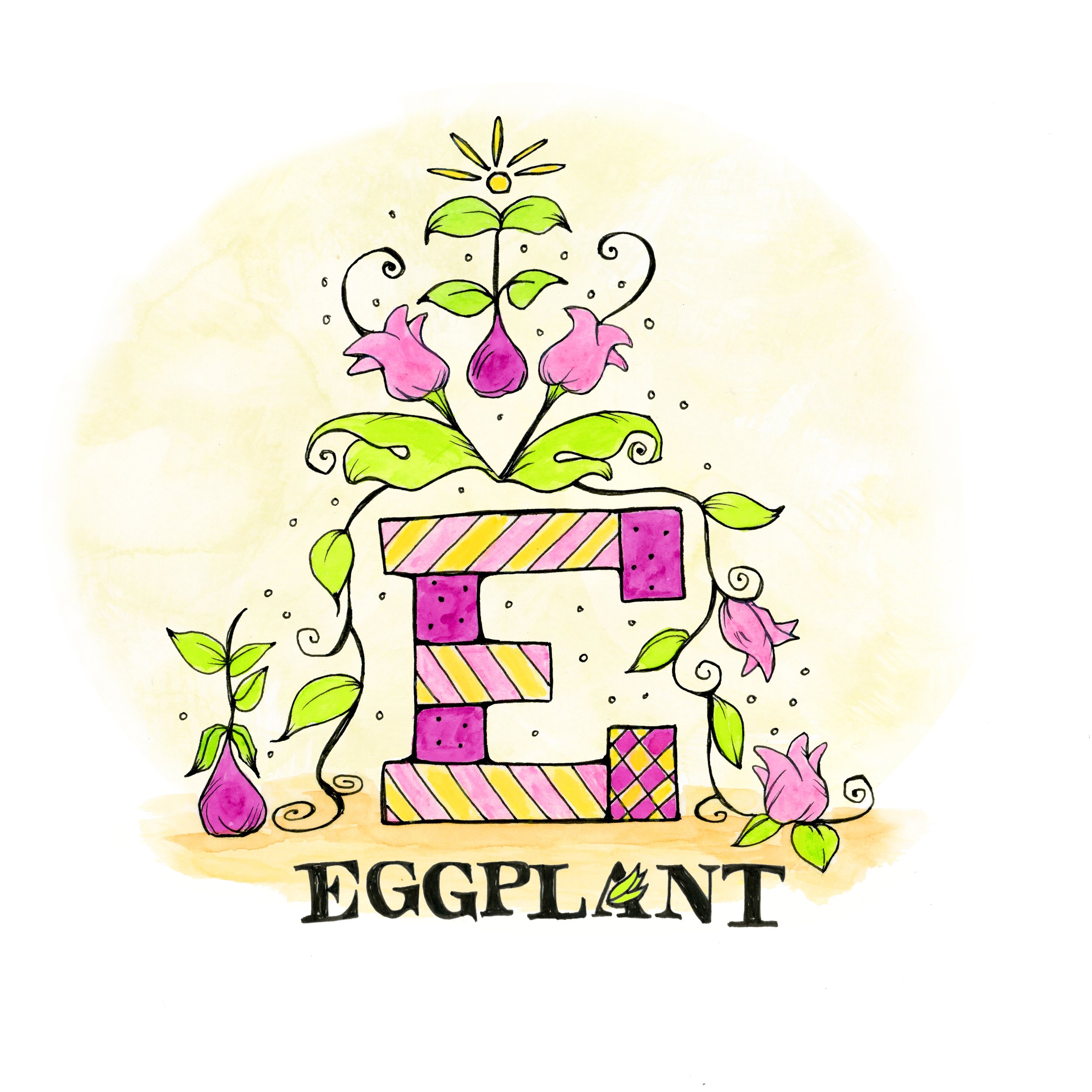 Book Page - E is for Eggplant