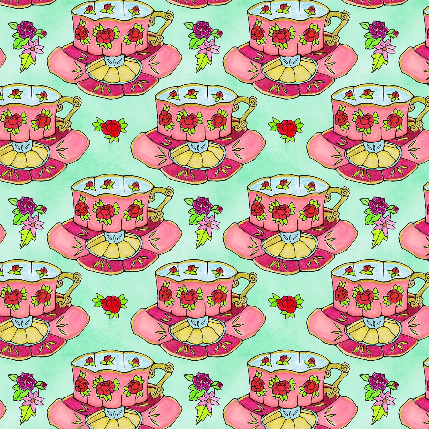 VFT001-victorian floral teacup