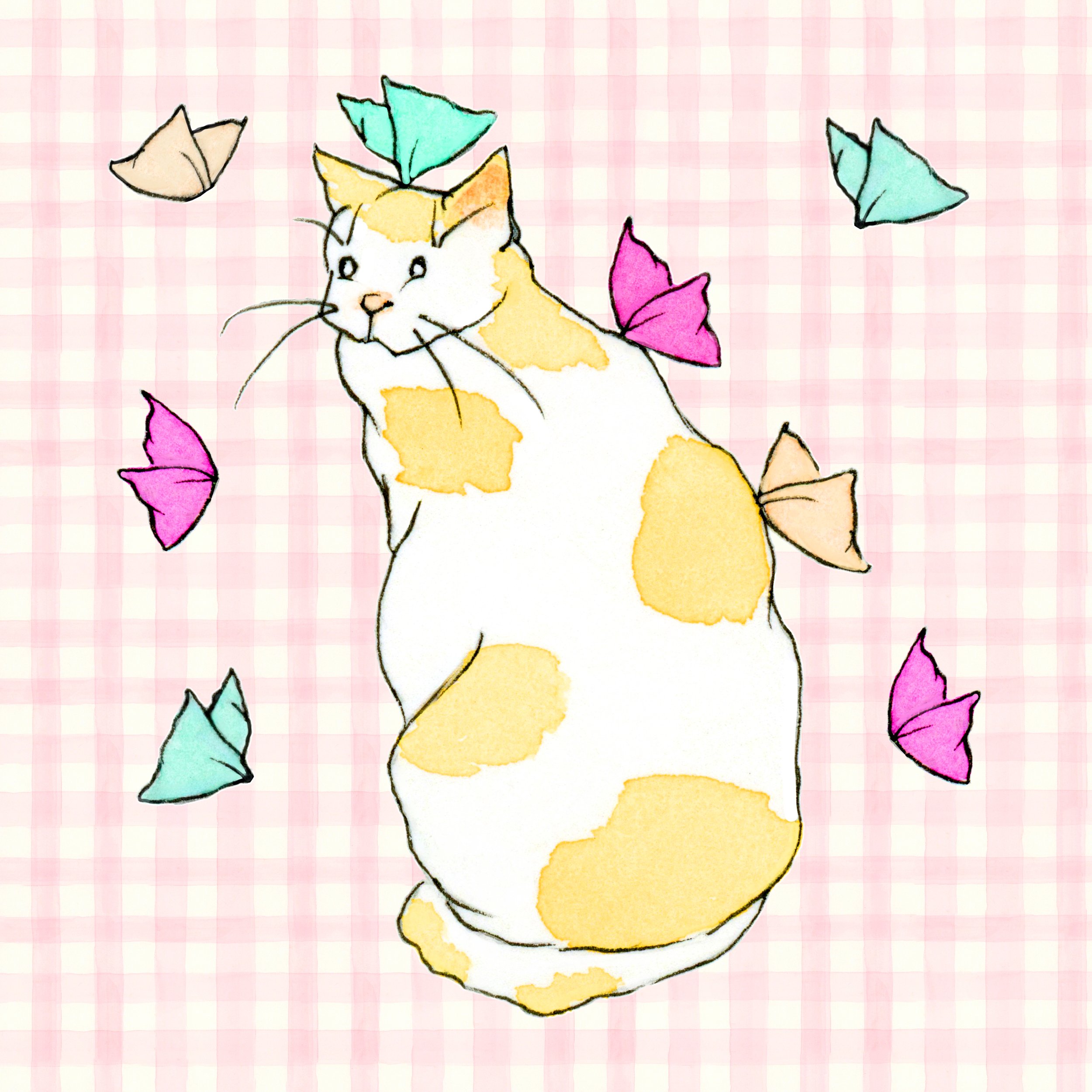 Cat and Butterflies 