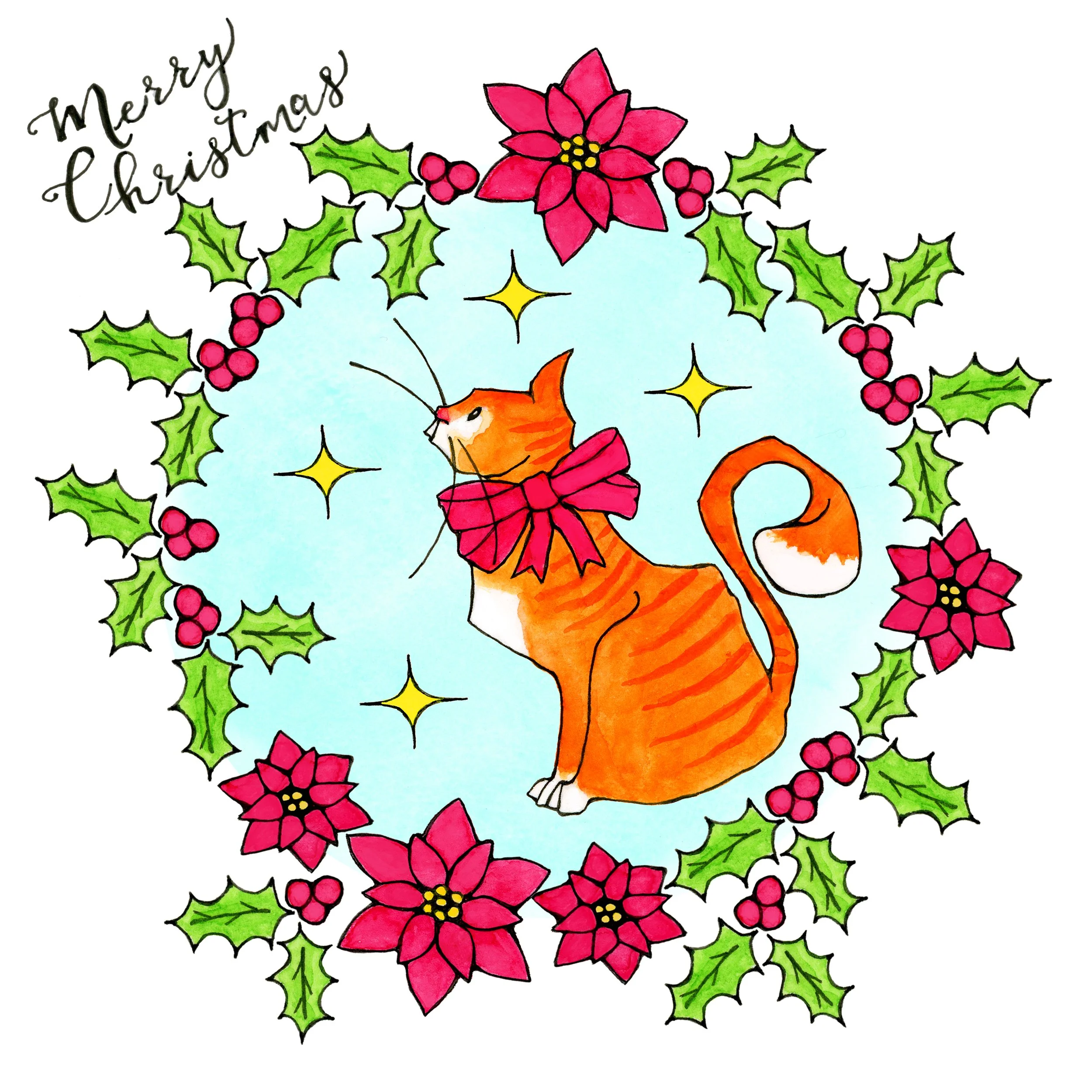 Holly Wreath Cat