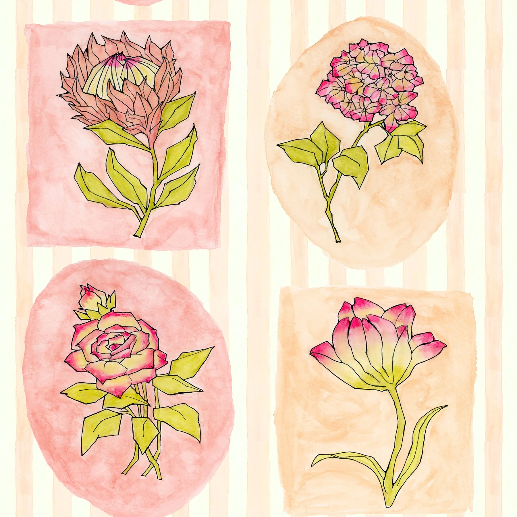 LF002-  springtime florals stripes 