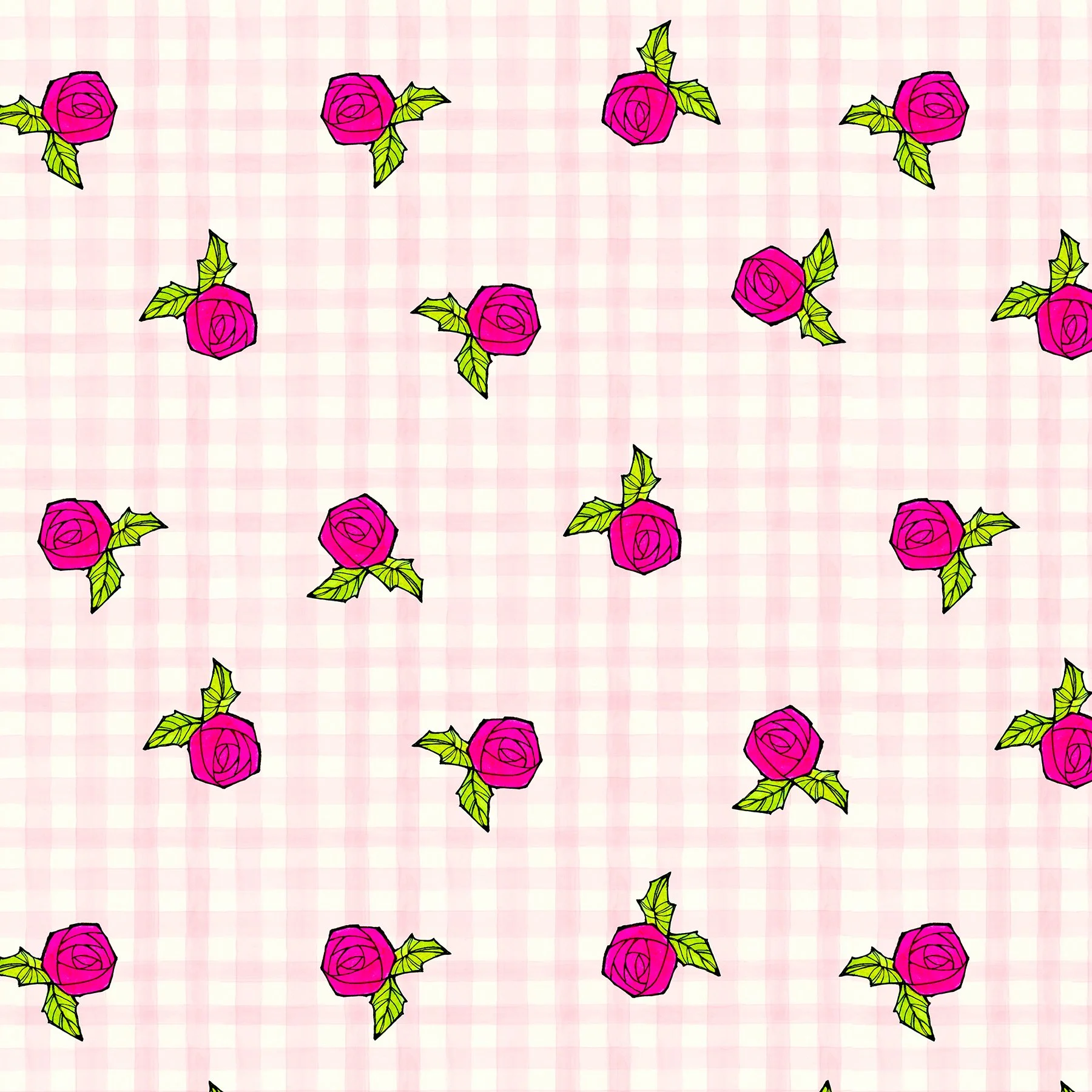 FPB002- rosebuds and gingham