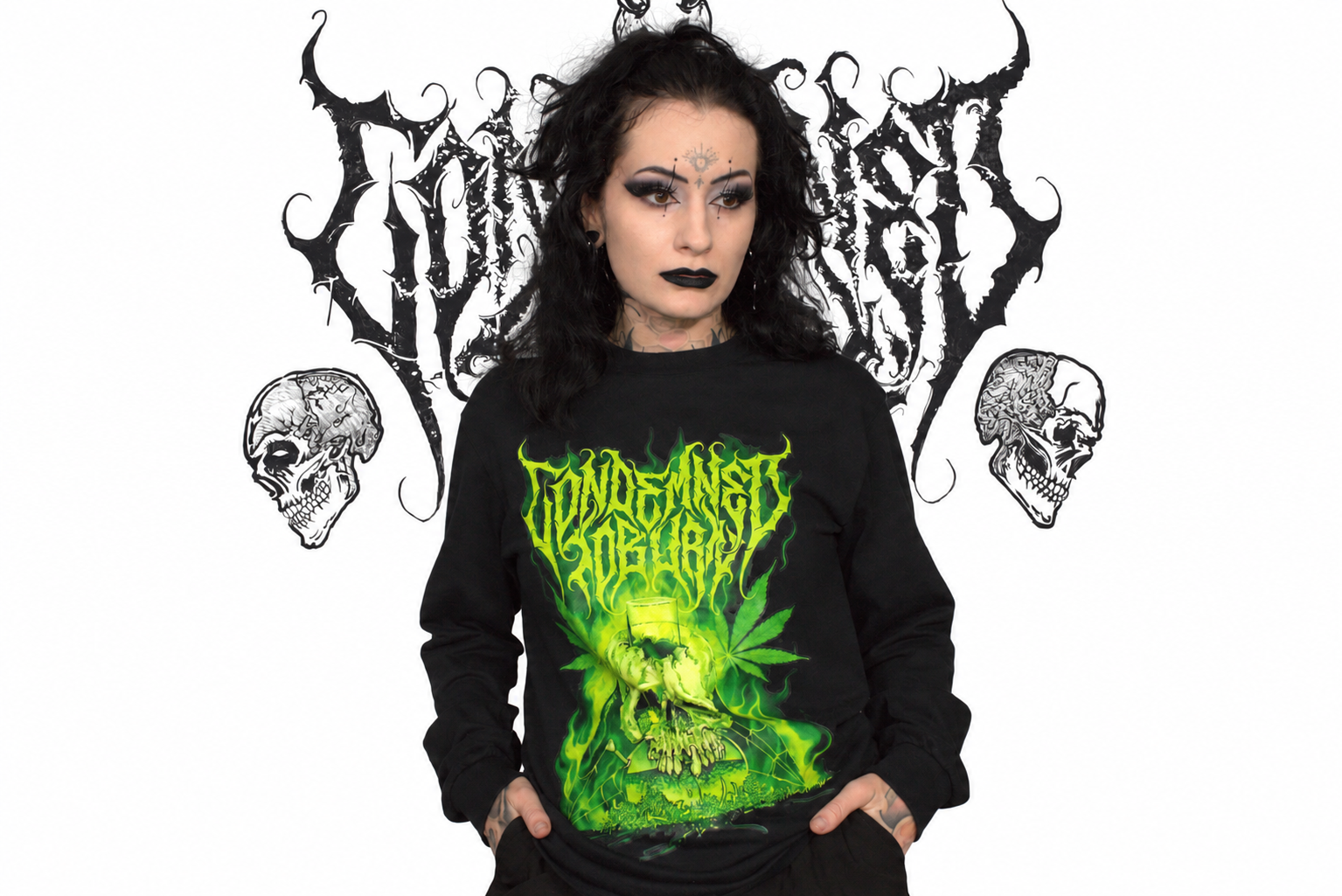 Stoned to Death - Green Leafs -Long Sleeve