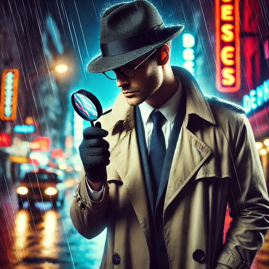Private Detective with magnifying glass