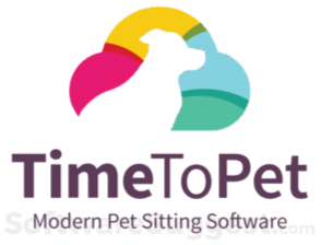 Logo of TimeToPet with a black silhouette of a dog inside a colorful cloud-shaped background and the text 'TimeToPet' below.