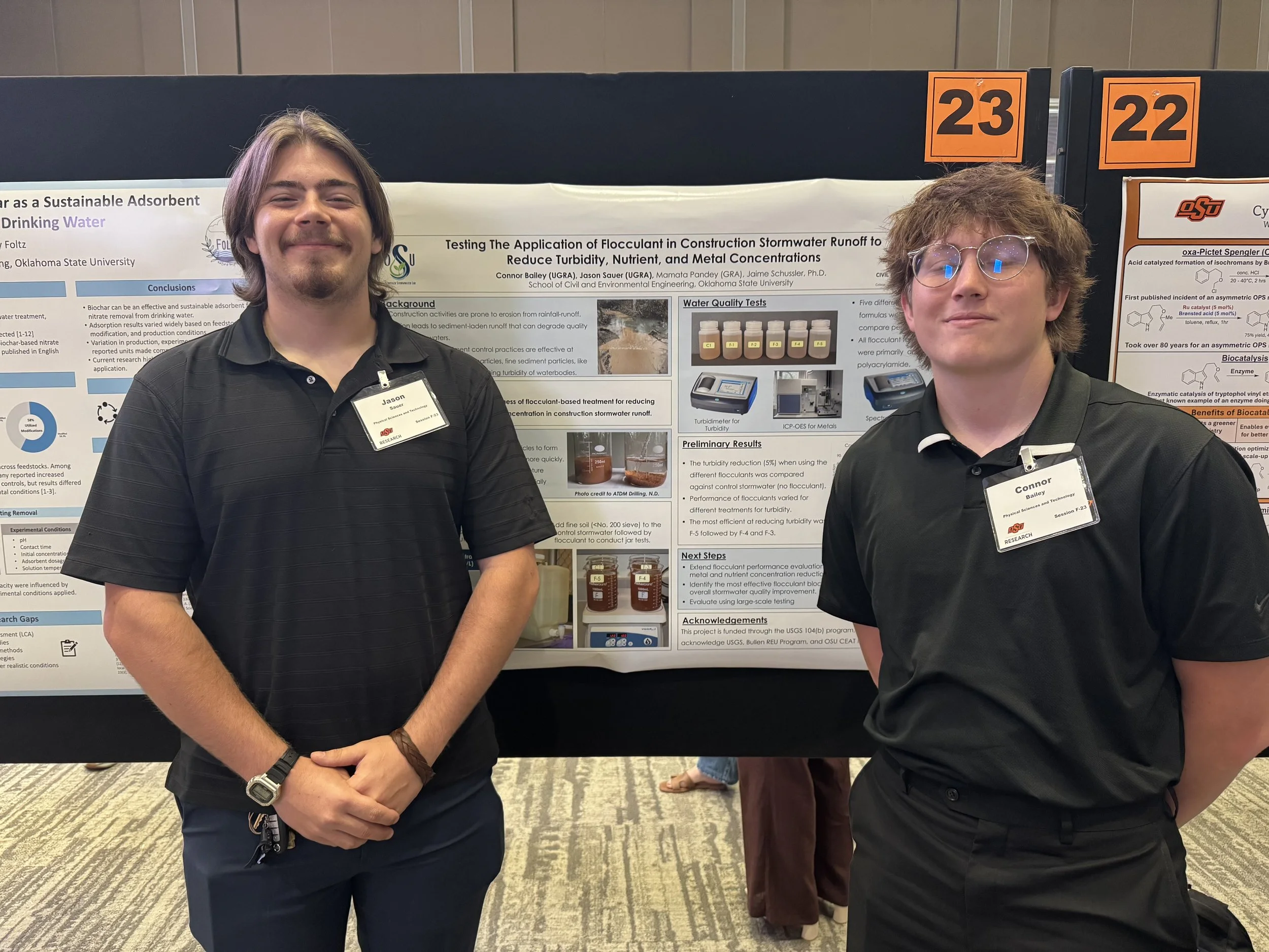 Connor Bailey (right), Bullen Awardee from Spring 2026, presenting at the OSU Undergraduate Research Symposium