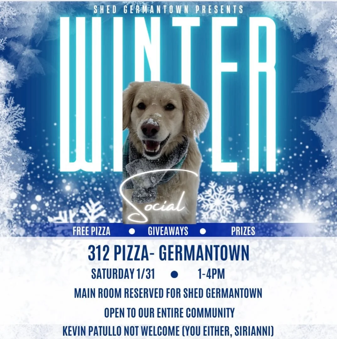Shed GT winter social happening Saturday, Jan 31! We&rsquo;ve moved locations this year to our friends at 312 Pizza as they&rsquo;ve gone through a hard time dealing with rising food costs and various other challenges facing small businesses and we w