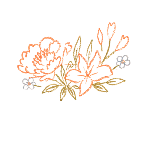Floral embroidery design with pink and orange flowers and green leaves on a black background.